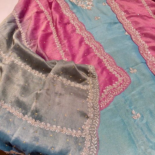 Move Tissue silk handwork heavy dupatta suit set