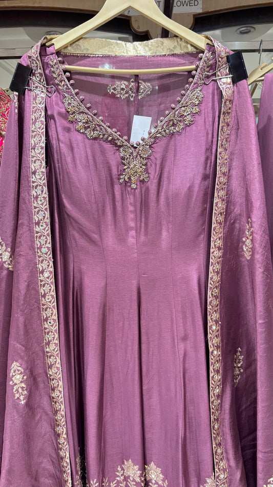 Handloom Banarsi Silk Anarkali With Sharara