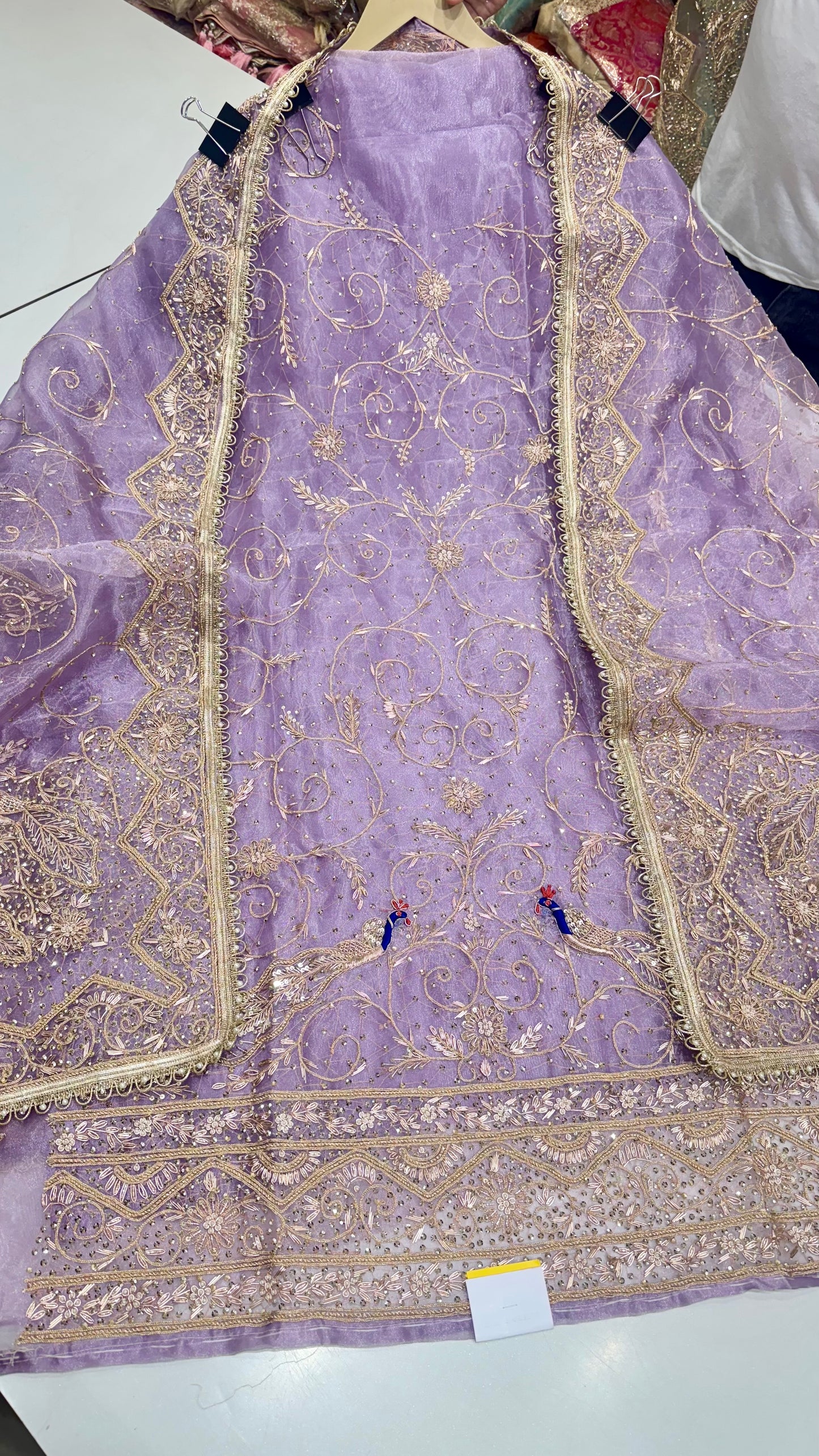 Royal Farukhabadi Hand-Embroidered Unstitched Glass Organza Suit