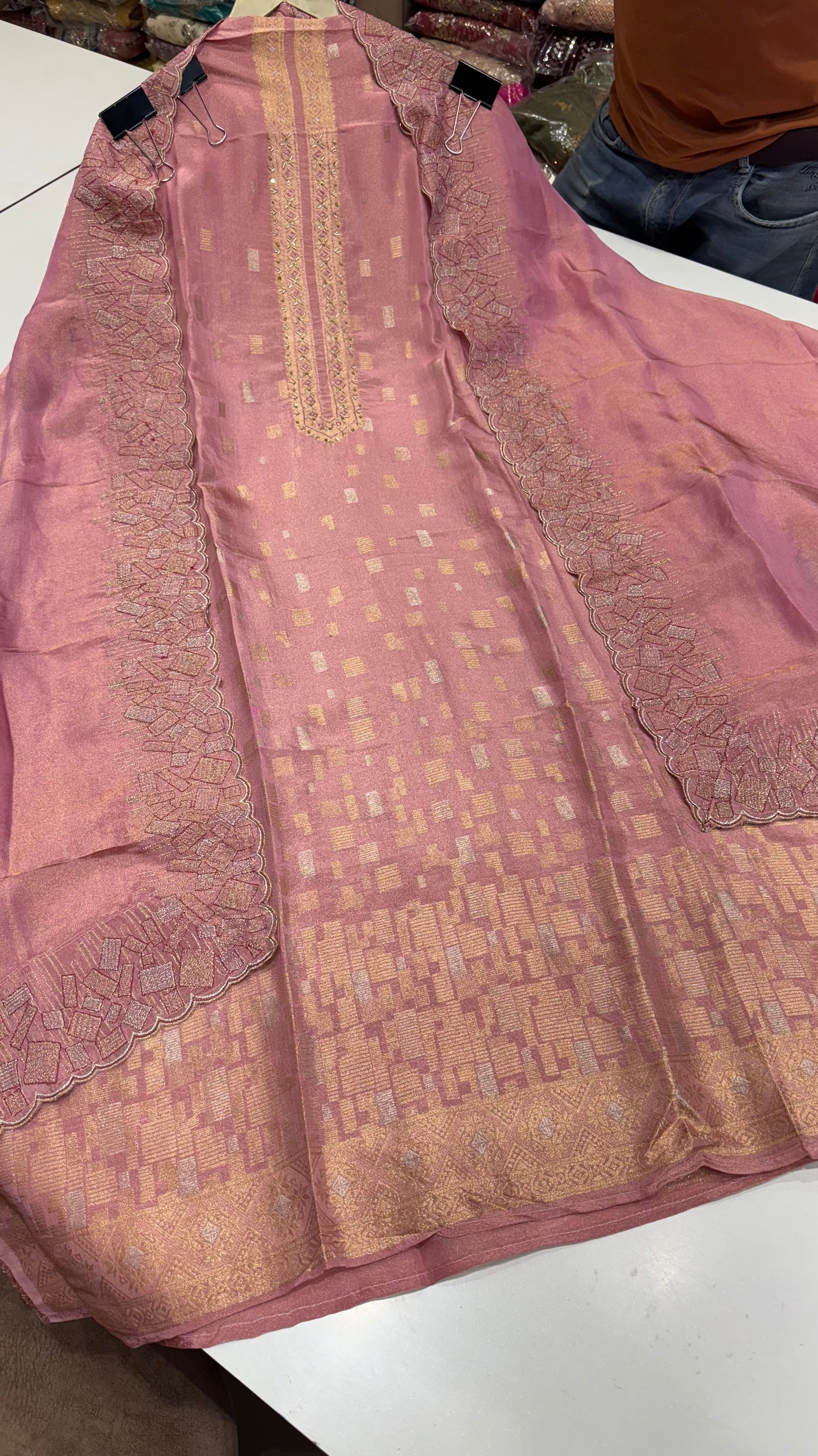 Regal Handloom Kanjivaram Tissue Unstitched Suit Set