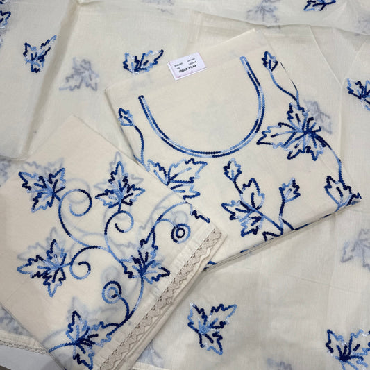 Cream Linen cotton Suit set with bottom Work