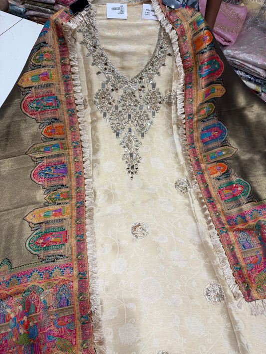 ✨ Royal Heritage Handloom Tissue Unstitched Suit Set