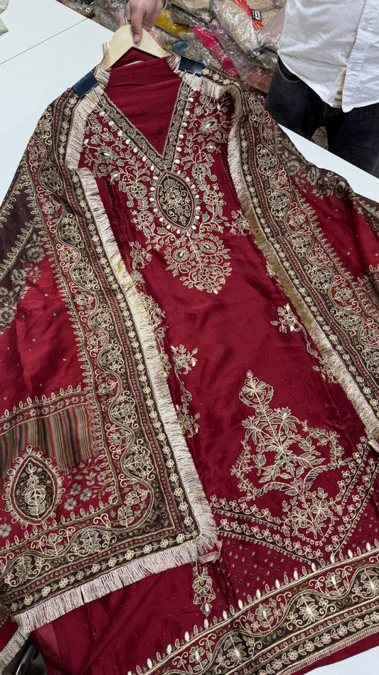 ✨ Sabyasachi Inspired Pure Organza Silk Designer Unstitched Suit Set