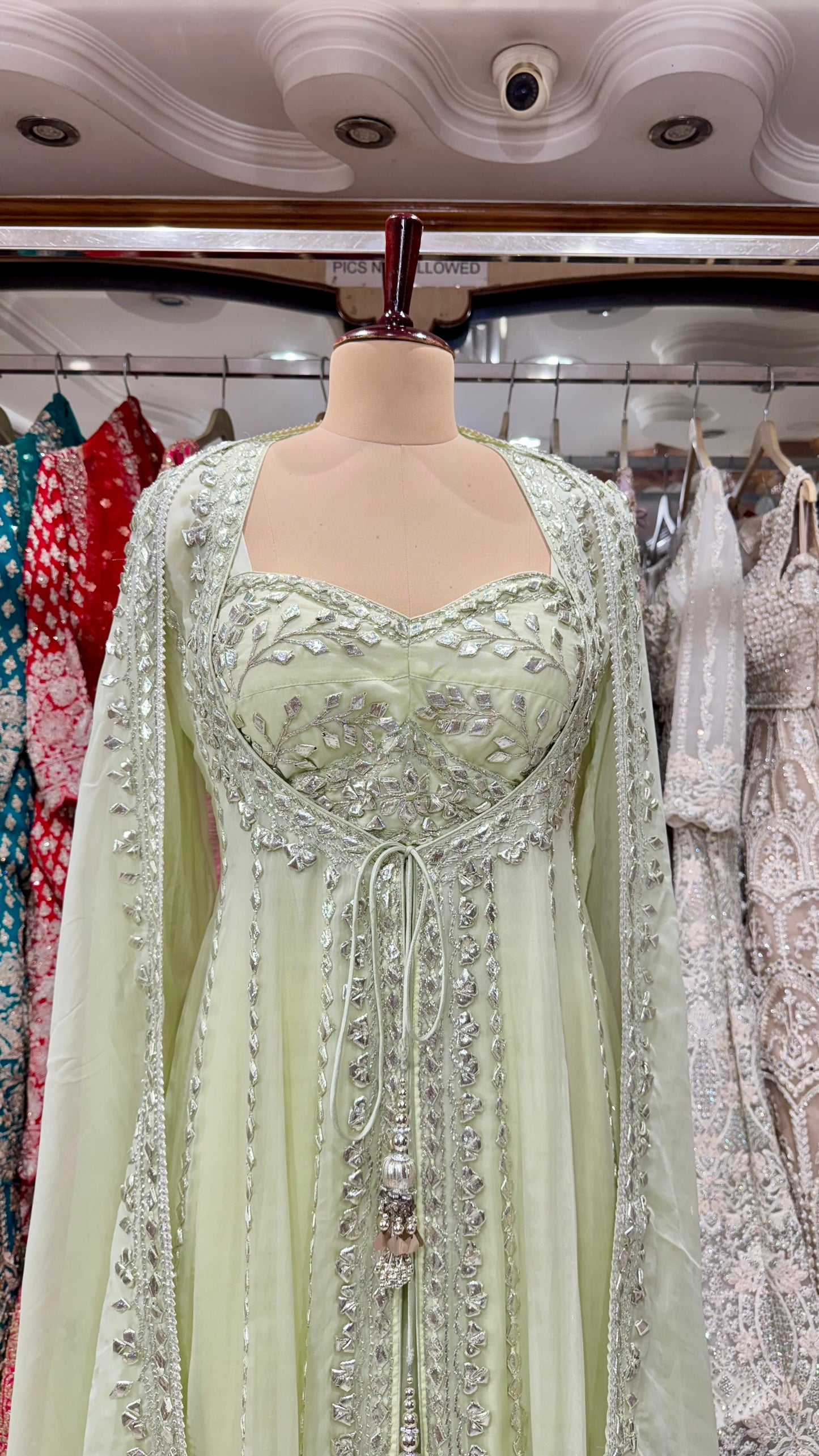 Designer Indo-Western Readymade Lehenga with Choli & Anarkali Cape – Free Size (Up to 44” Bust)