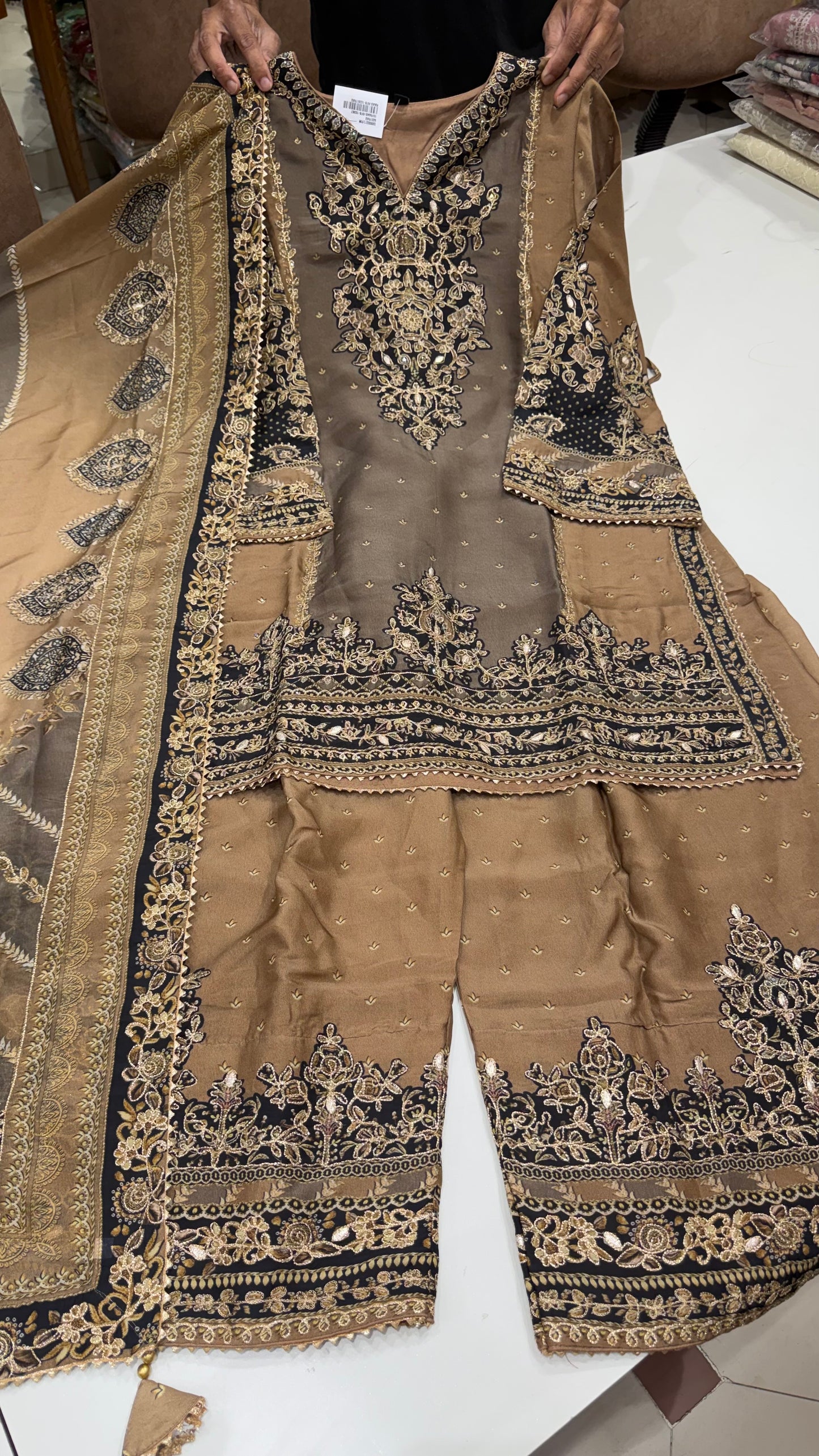 Premium Readymade Pure Organza Silk Farshi Salwar Suit with Hand Embroidered Zari Work & Chinon Dupatta | Free Size Up to 42 Bust
