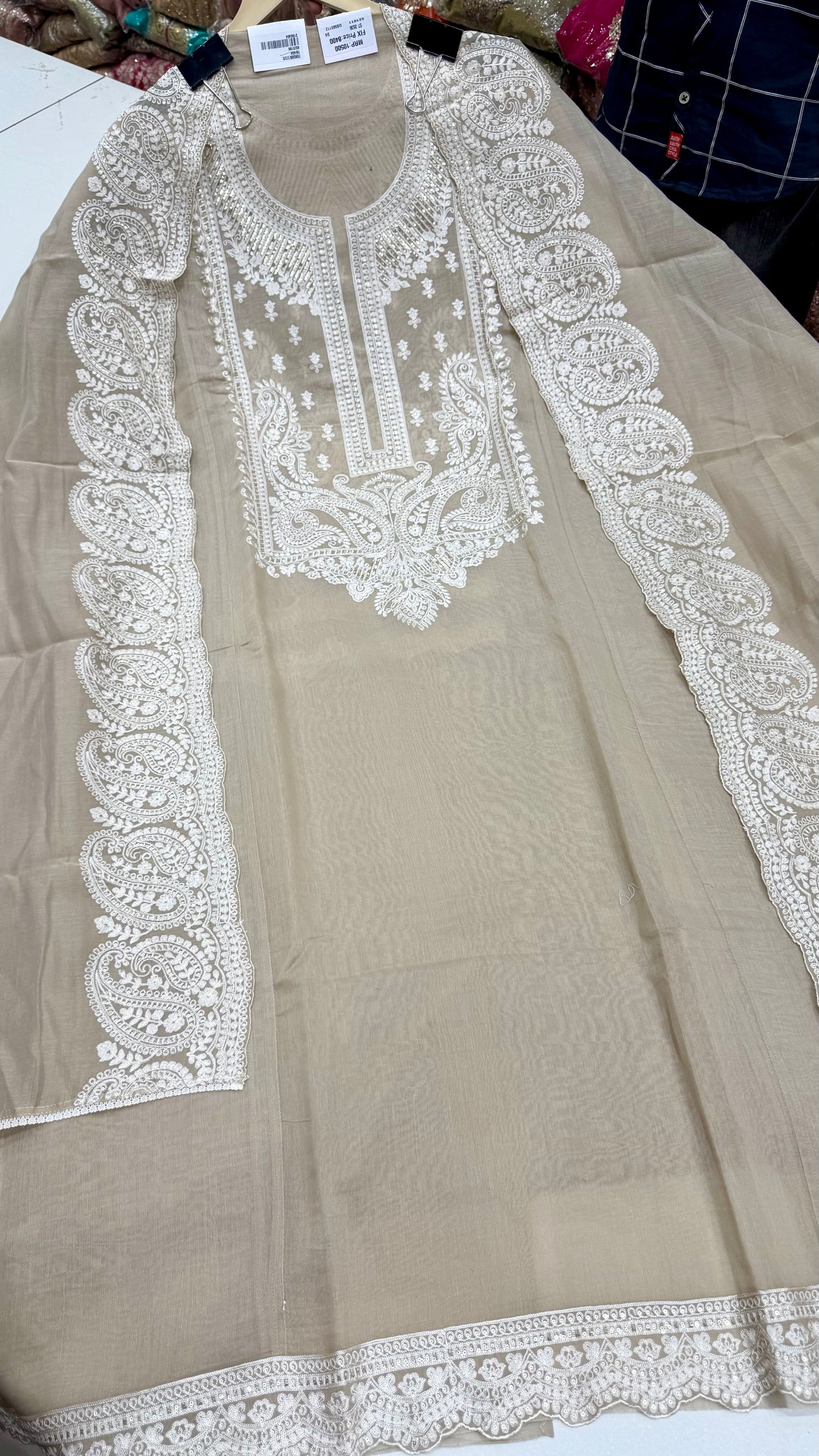 Luxury Unstitched Pakistani Aari Hand Embroidered Mulmul Cotton Suit | Pure Mulmul Cotton Shirt & Dupatta with Manual Resham Aari Work | Premium Jam Cotton Bottom | Designer Summer Collection
