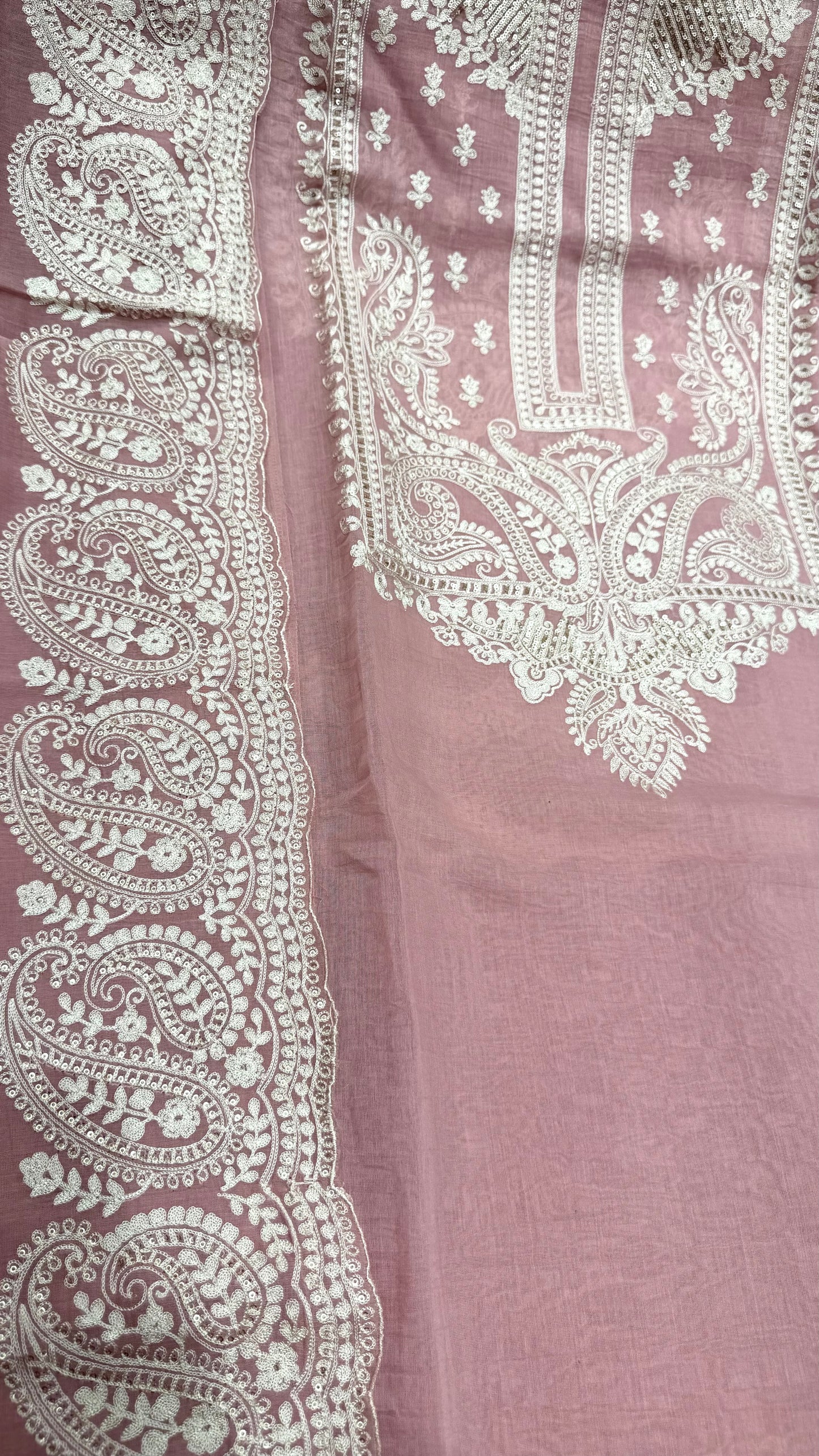 Luxury Unstitched Pakistani Aari Hand Embroidered Mulmul Cotton Suit | Pure Mulmul Cotton Shirt & Dupatta with Manual Resham Aari Work | Premium Jam Cotton Bottom | Designer Summer Collection