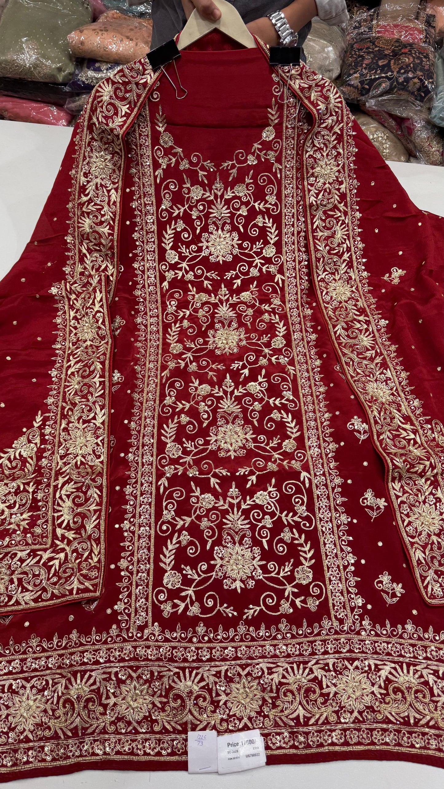 Royal Maroon Zardozi Handworked Unstitched Suit Set