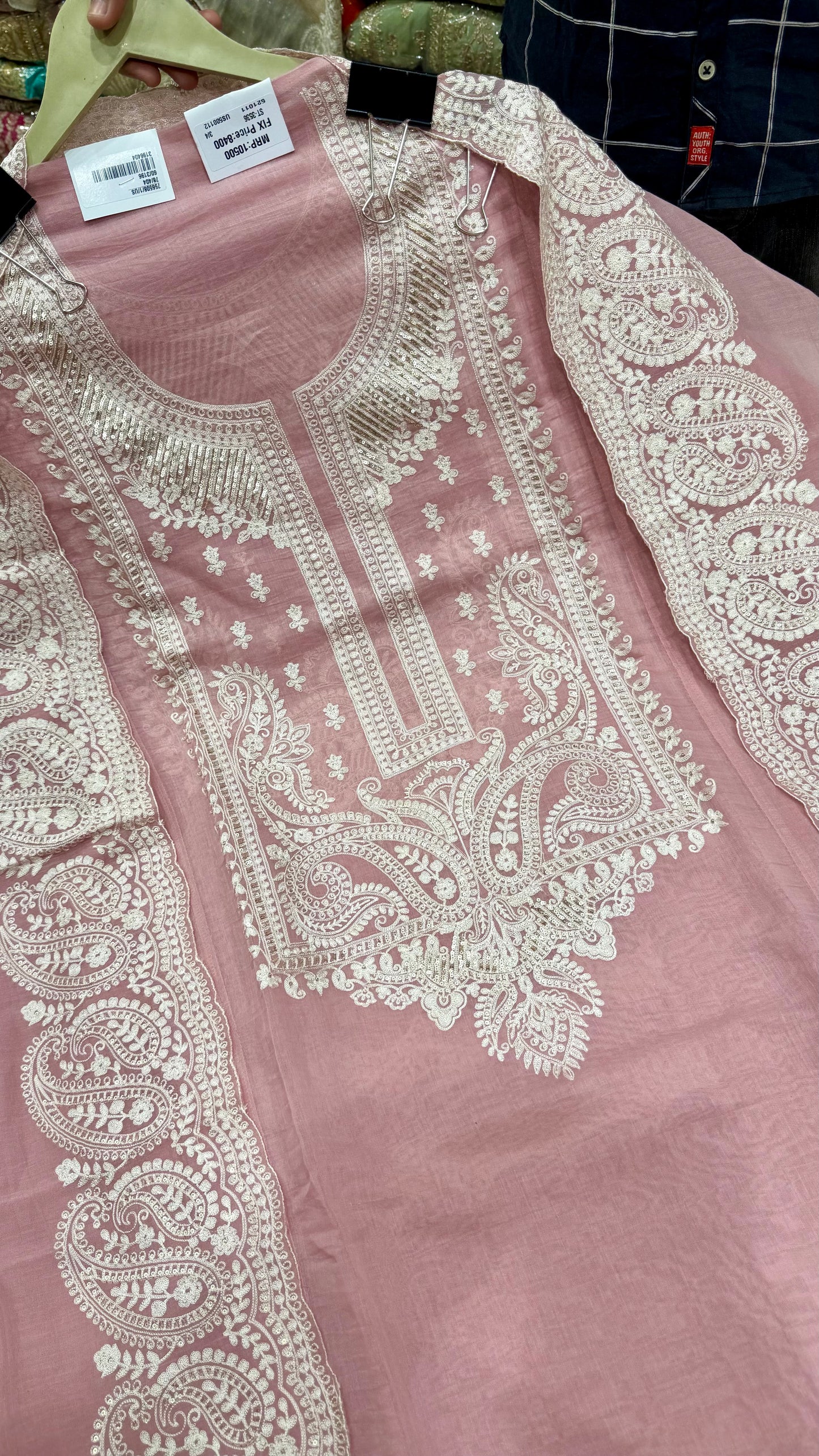 Luxury Unstitched Pakistani Aari Hand Embroidered Mulmul Cotton Suit | Pure Mulmul Cotton Shirt & Dupatta with Manual Resham Aari Work | Premium Jam Cotton Bottom | Designer Summer Collection
