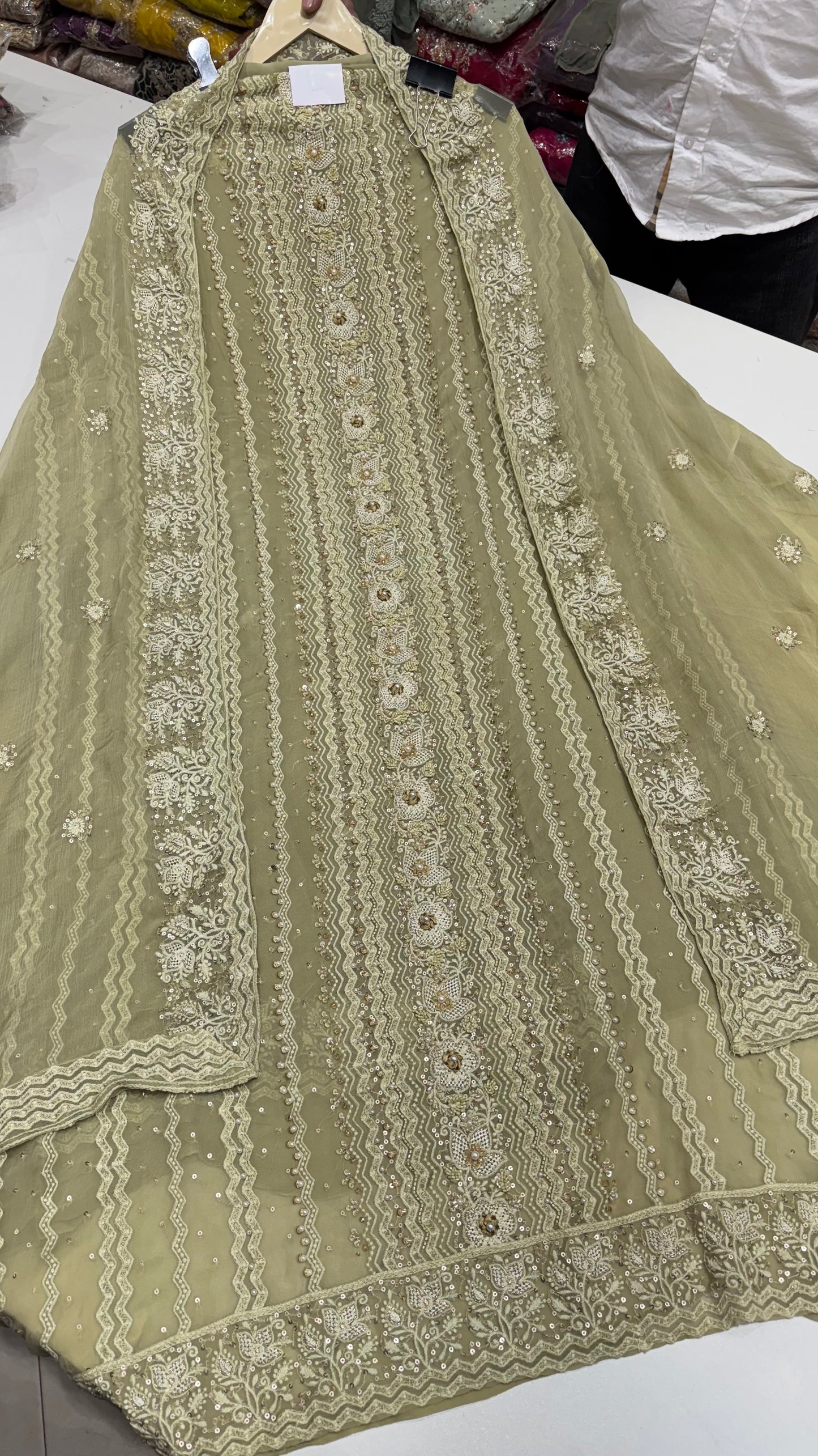 Designer Pure Georgette Hand-Embroidered Unstitched Suit