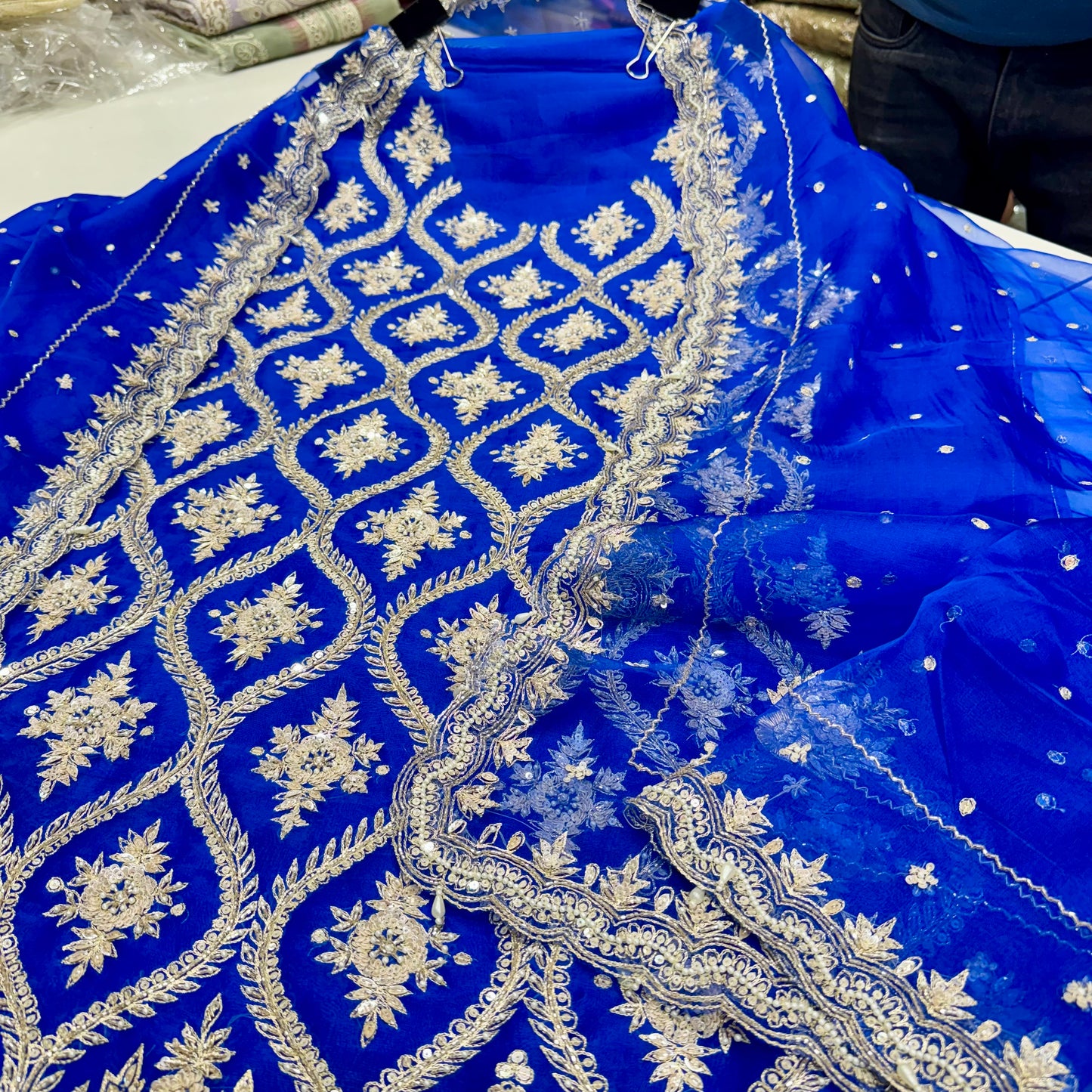 Pure Orgenza Front Zardozi handwork suit set