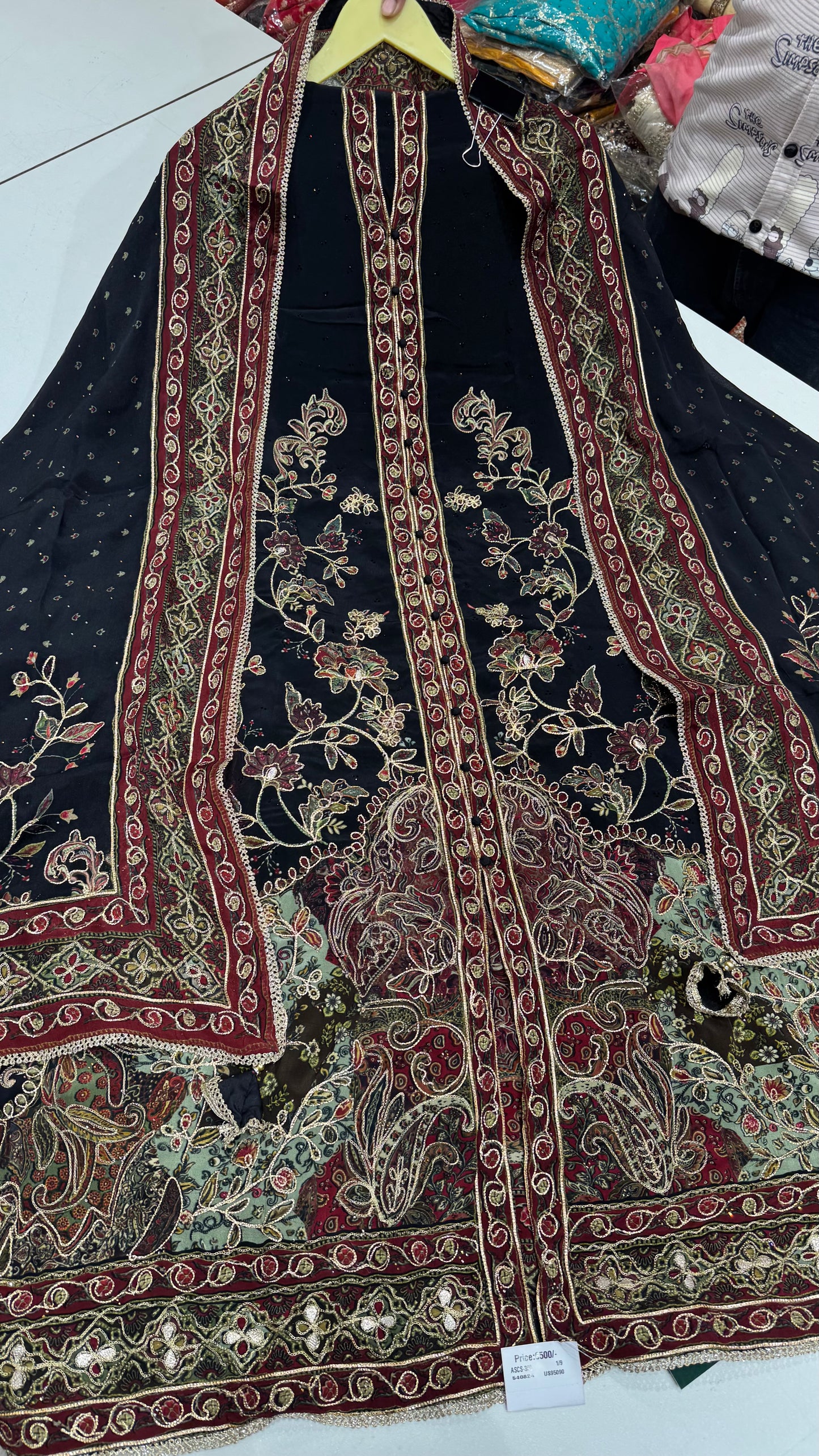 Sabyasachi Inspired Achkan Style Unstitched Pure Crepe Suit