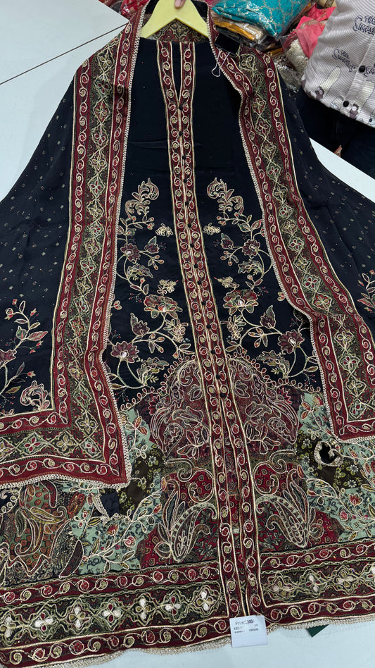 Sabyasachi Inspired Achkan Style Unstitched Pure Crepe Suit