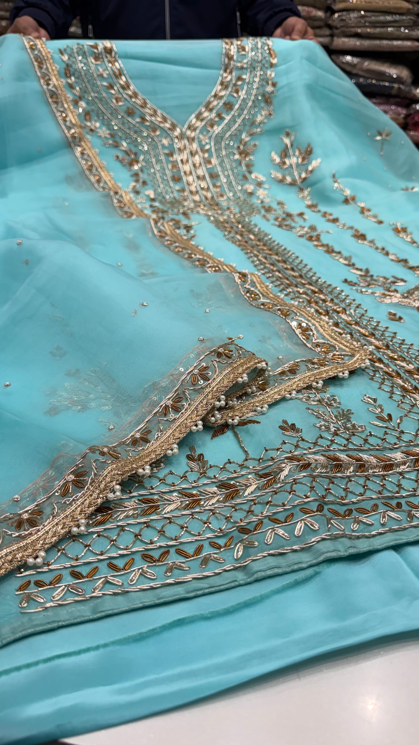 Exclusive Dabka work pure orgenza Suit