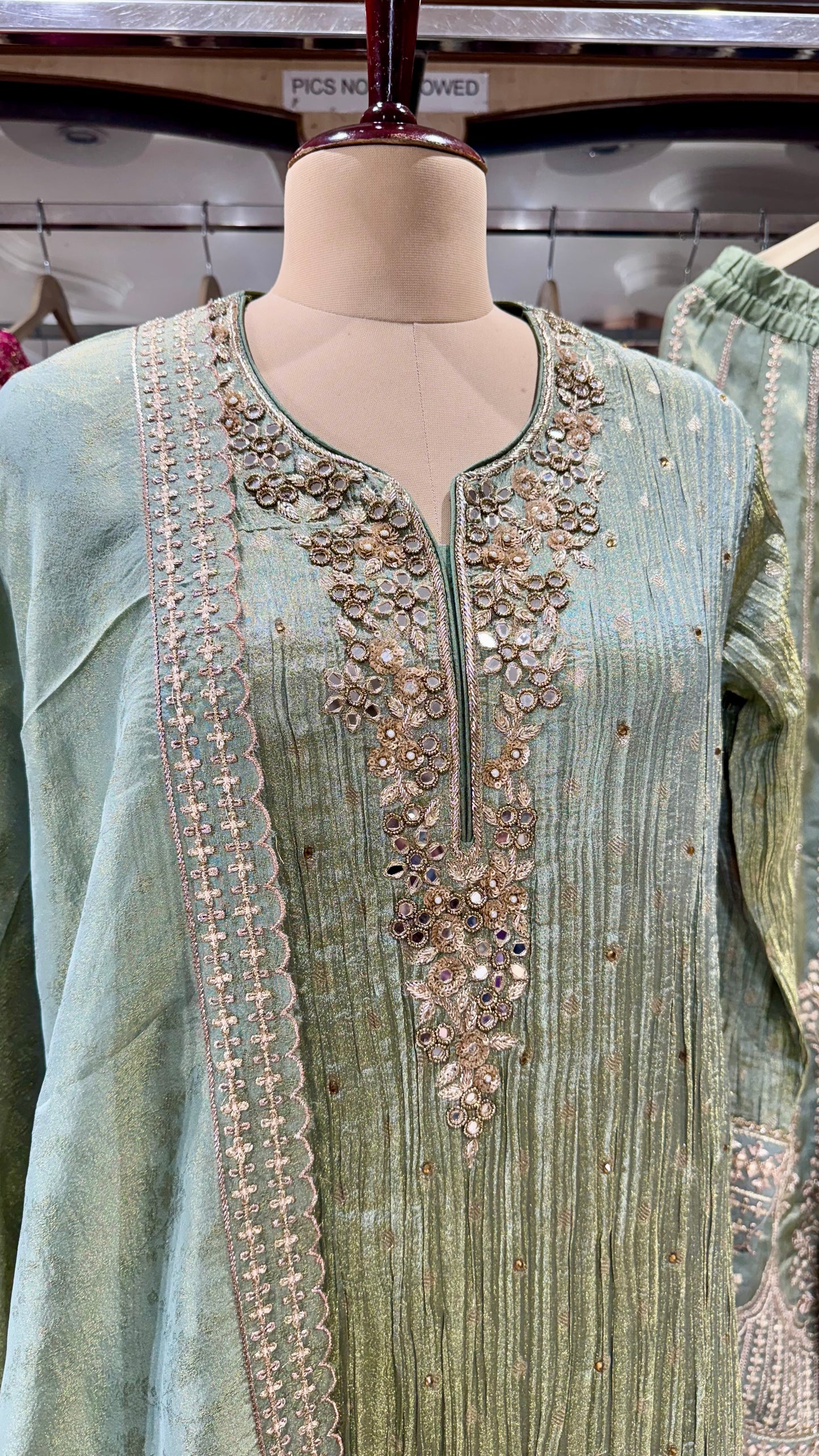 Readymade Pure Tissue Sharara Suit – Free Size (Up to 44” Bust)