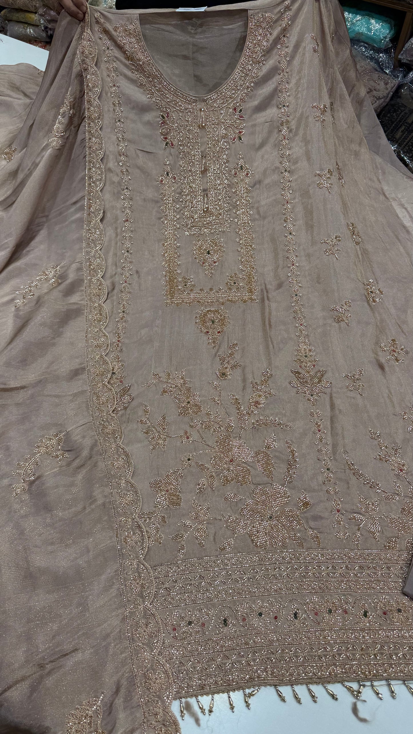 ✨ Noor-e-Tissue Luxury Unstitched Suit Set