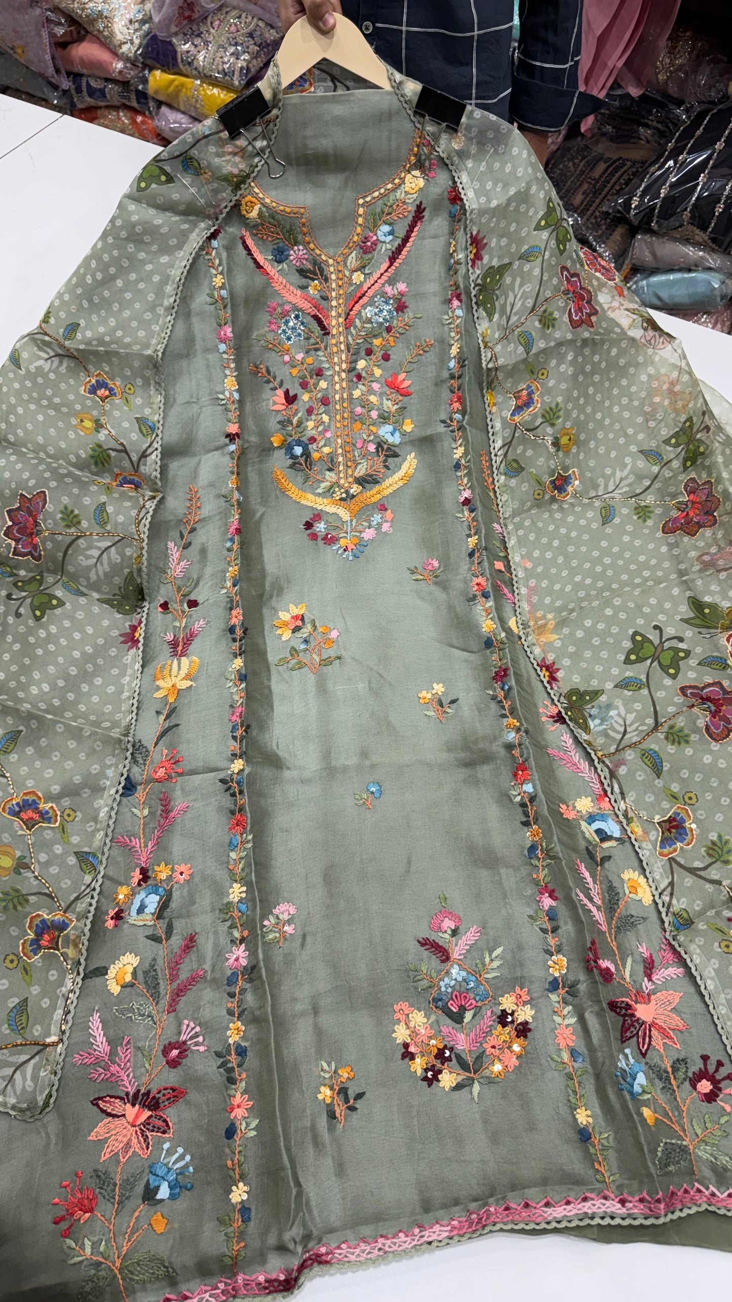 ✨ Gulnaar Luxury Organza Unstitched Suit Set