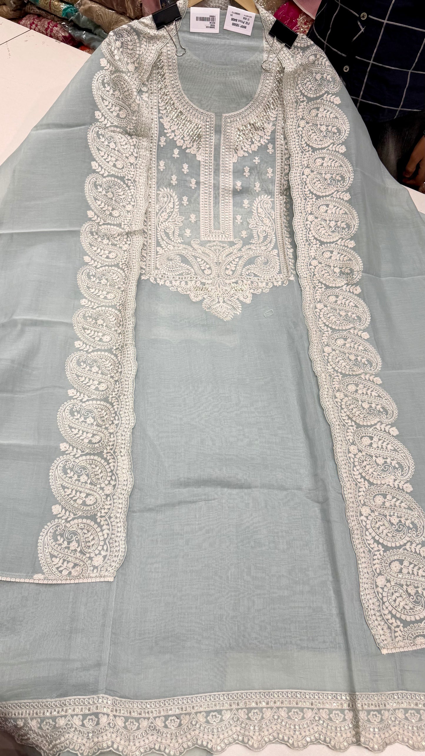 Luxury Unstitched Pakistani Aari Hand Embroidered Mulmul Cotton Suit | Pure Mulmul Cotton Shirt & Dupatta with Manual Resham Aari Work | Premium Jam Cotton Bottom | Designer Summer Collection