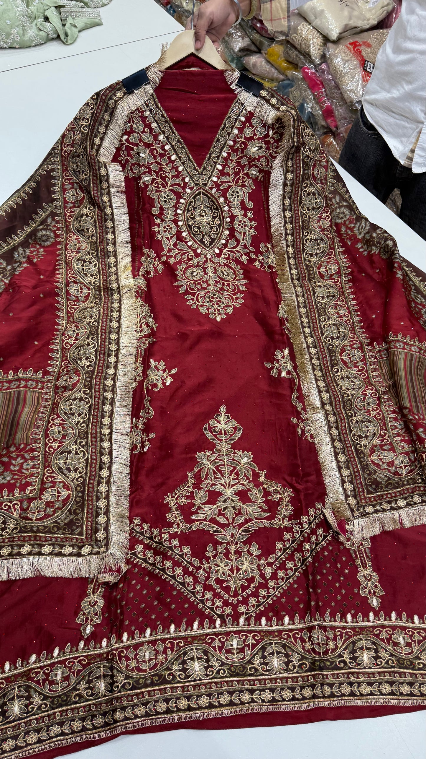 ✨ Sabyasachi Inspired Pure Organza Silk Designer Unstitched Suit Set