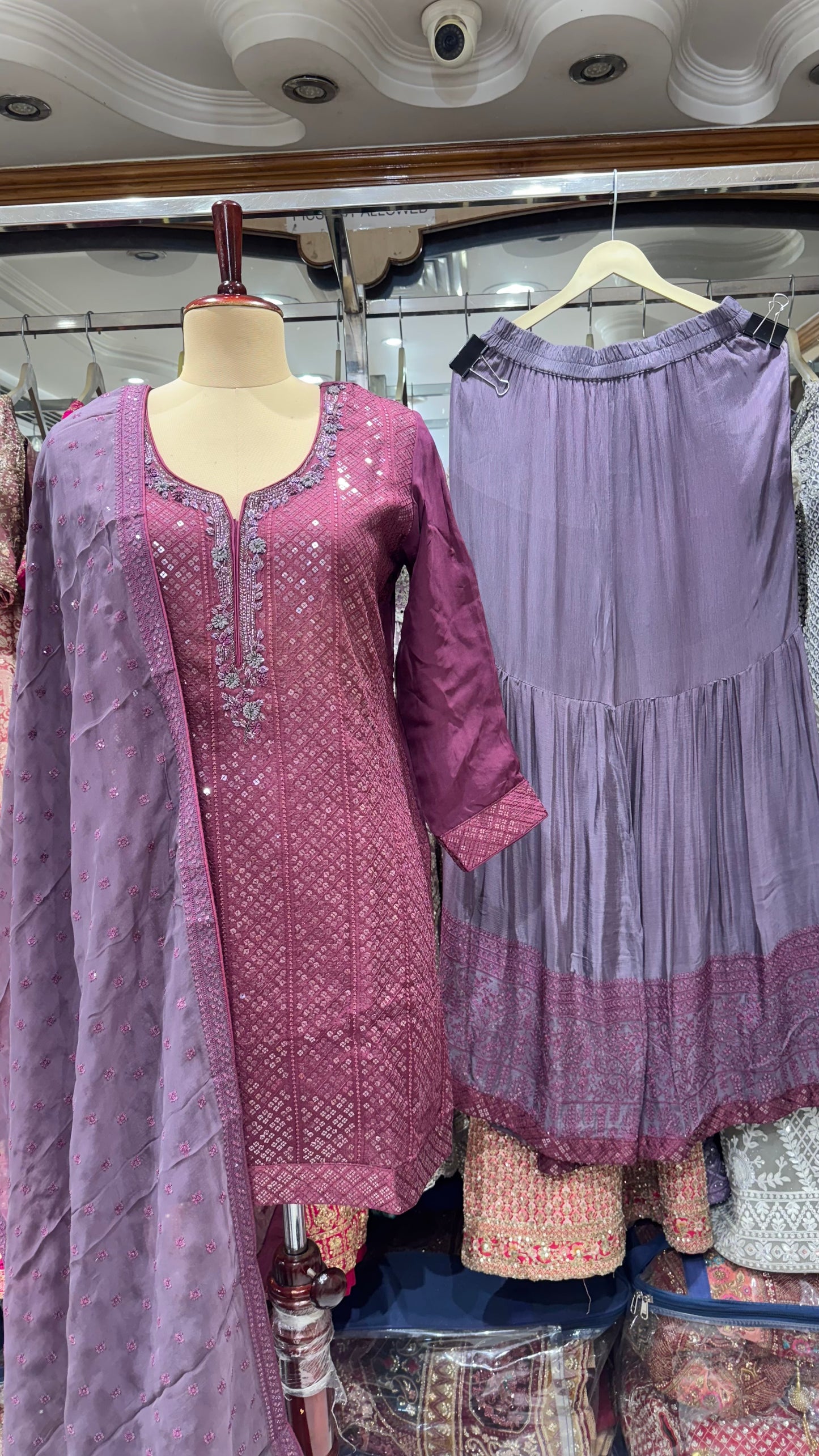 Luxury Pure Opada Silk Sequin Embroidered Readymade Lehenga Suit – Free Size (Up to 44” Bust)