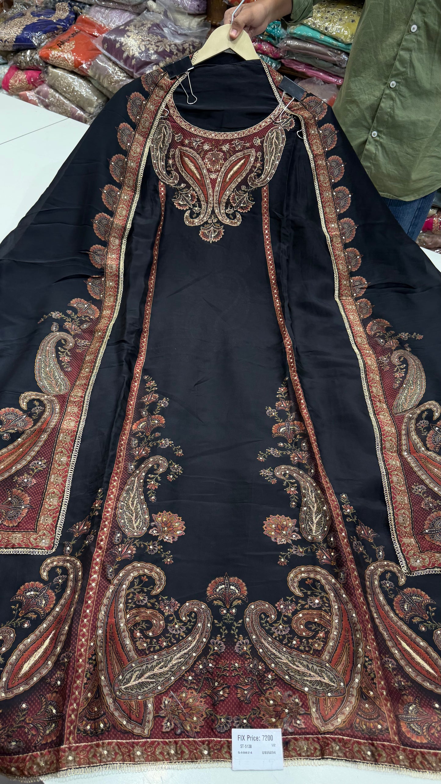 Sabyasachi Inspired A-Line Premium Unstitched Pure Glass Organza Silk Suit with Designer Dupatta | Zari Aari Embroidery | Luxury Wedding Wear