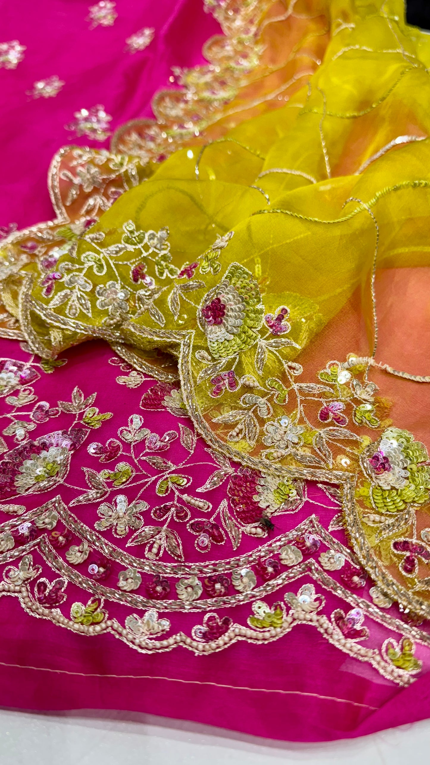 Pure Organza Unstitched Suit with Aqua Blue Embroidered Dupatta & Zardozi Work