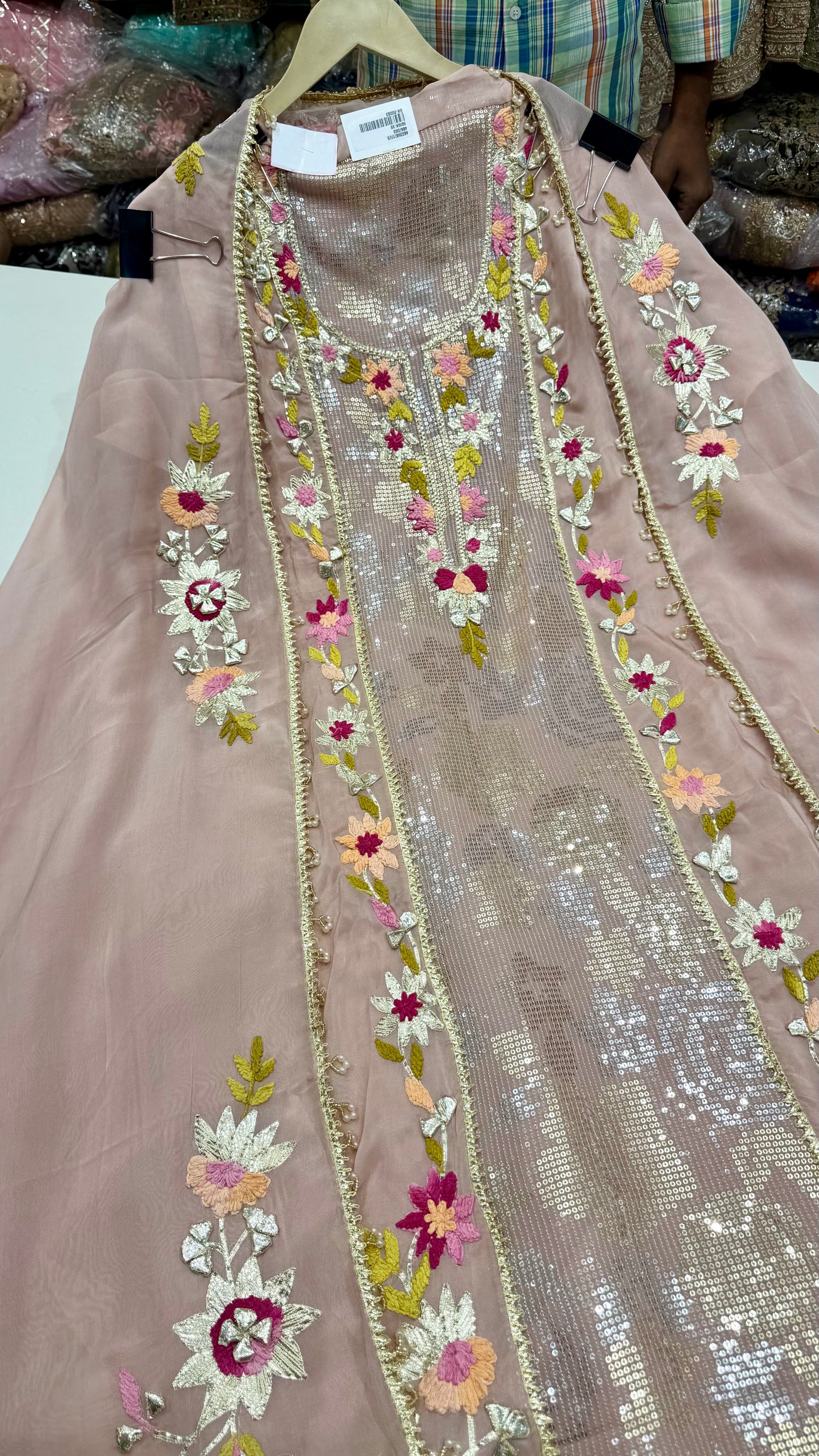Premium Unstitched Pure Organza Gota Patti Embroidered Suit with Designer Dupatta | Sequin Panel Work Luxury Ethnic Suit