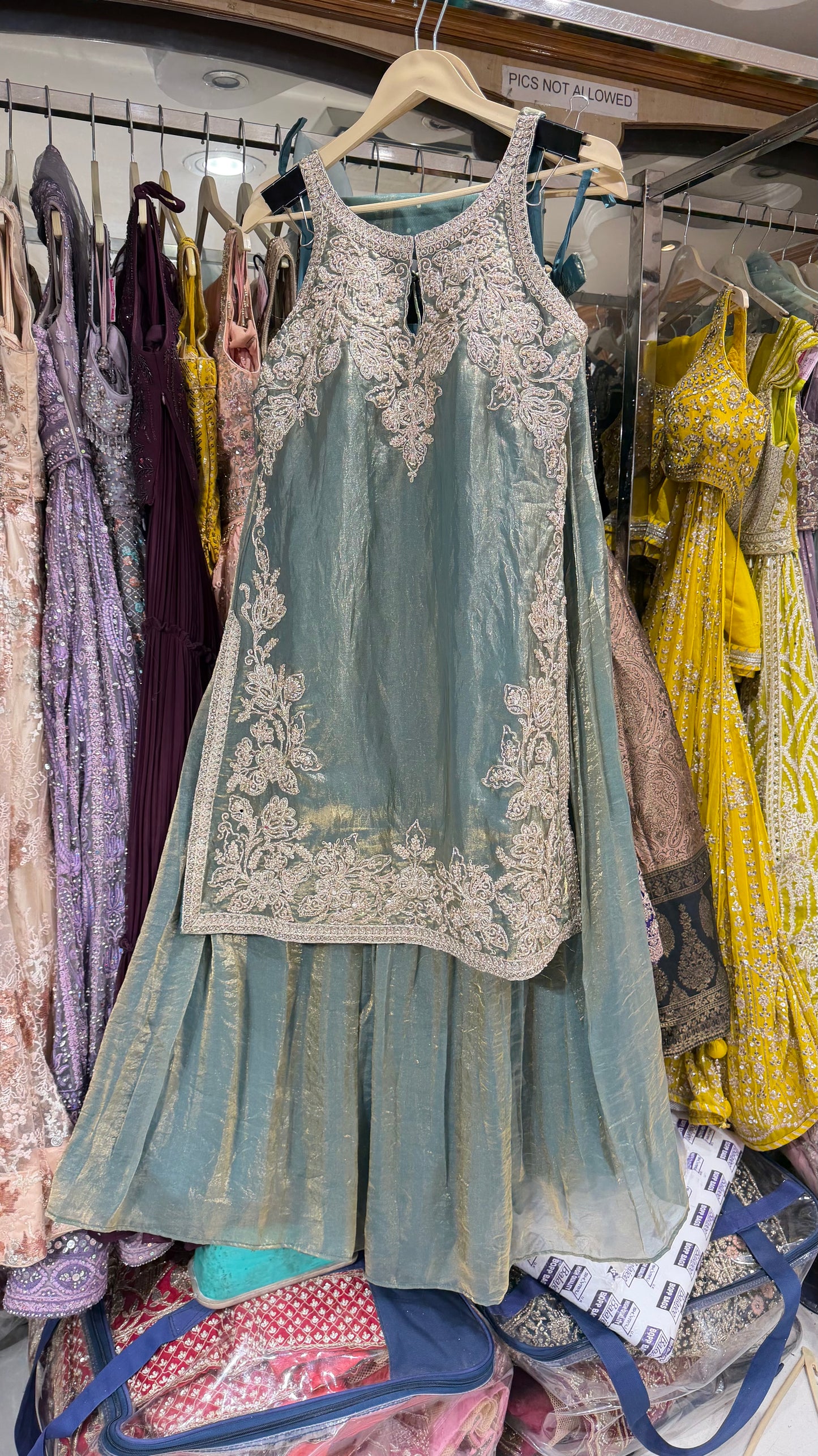 Readymade Glass orgenza designer zari work sharara suit