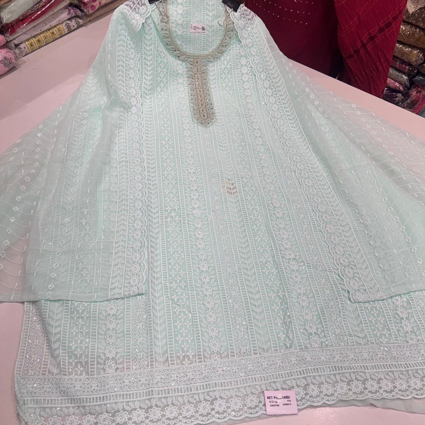 Unstitched Chikankari Georgette Suit – Pastel Collection with Soft Silk Bottom (2.5m) & Georgette Chikankari Dupatta