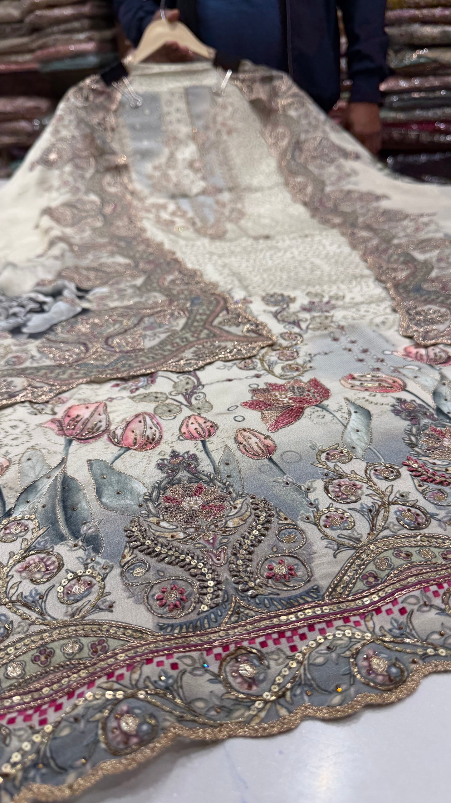 Sabyasachi Inspired Pure Crepe Digital Print Unstitched Suit Set