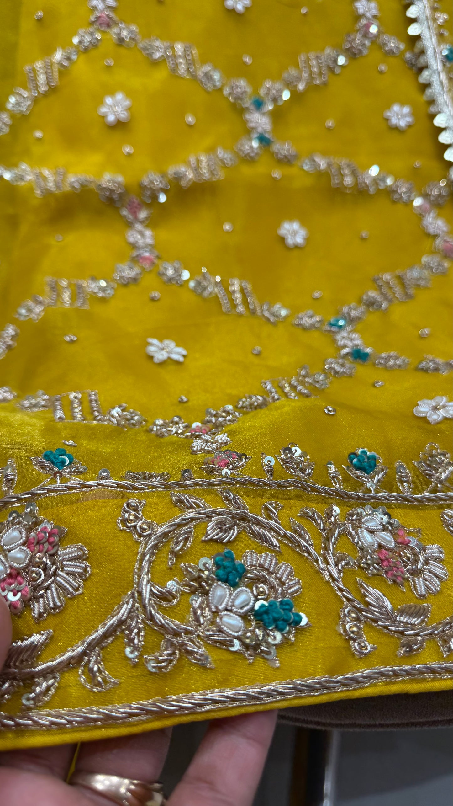 ✨ Royal Pure Glass Organza Heavy Zardozi Handworked Unstitched Suit Set