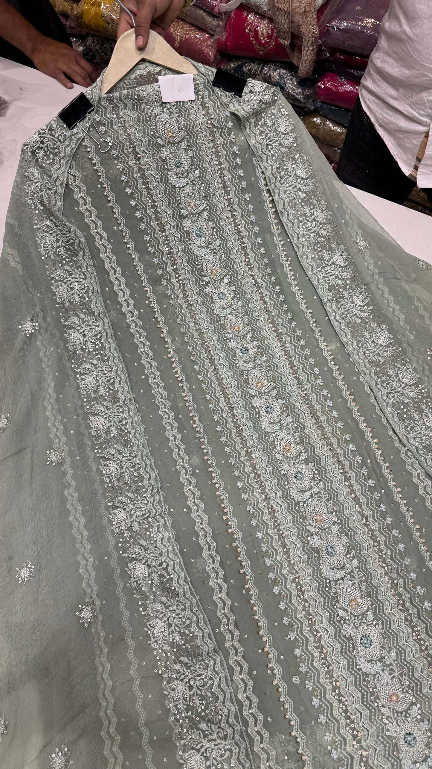 Designer Pure Georgette Hand-Embroidered Unstitched Suit