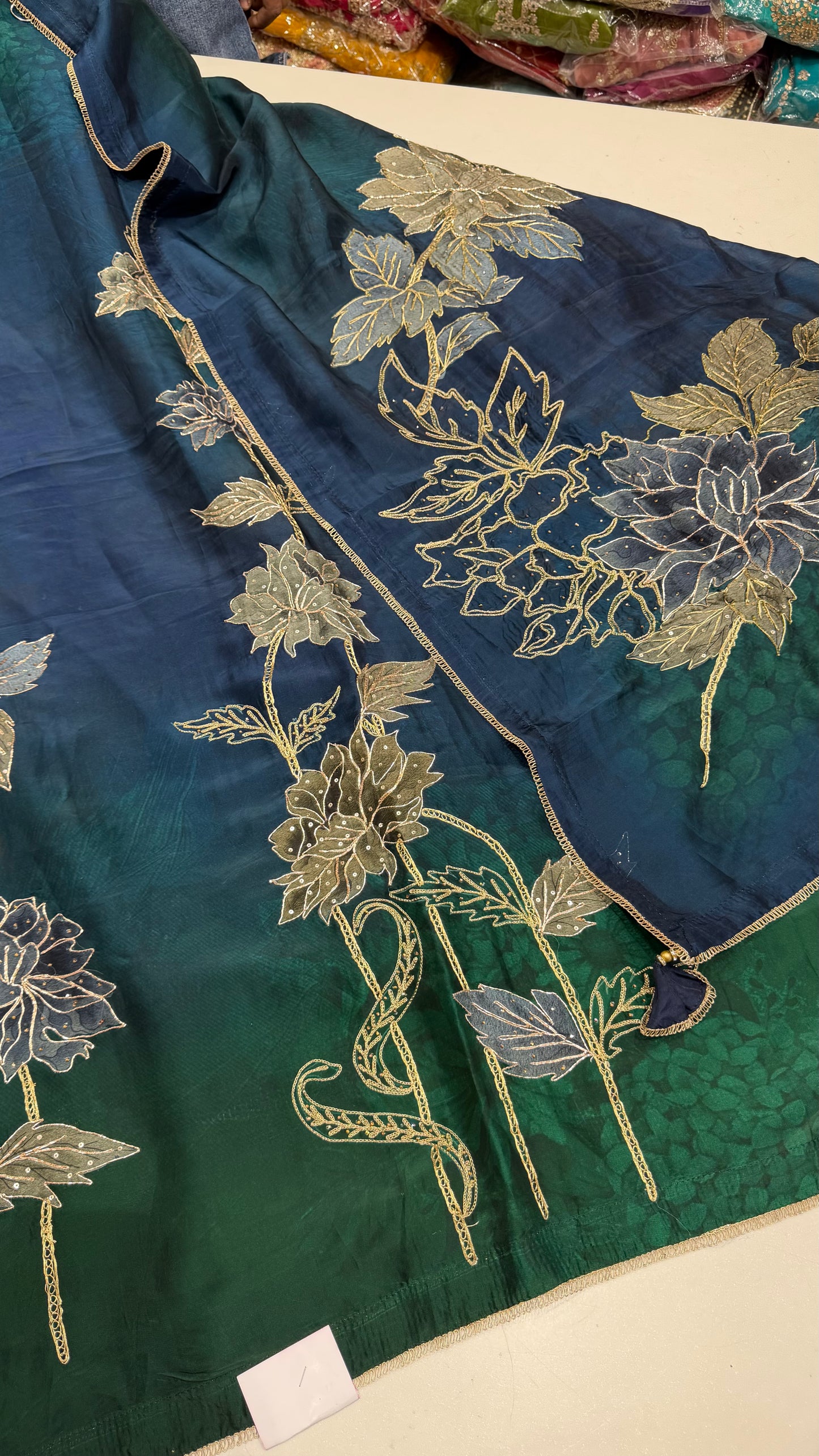 ✨ Sabyasachi Inspired Pure Organza Silk Ombre Designer Unstitched Suit Set