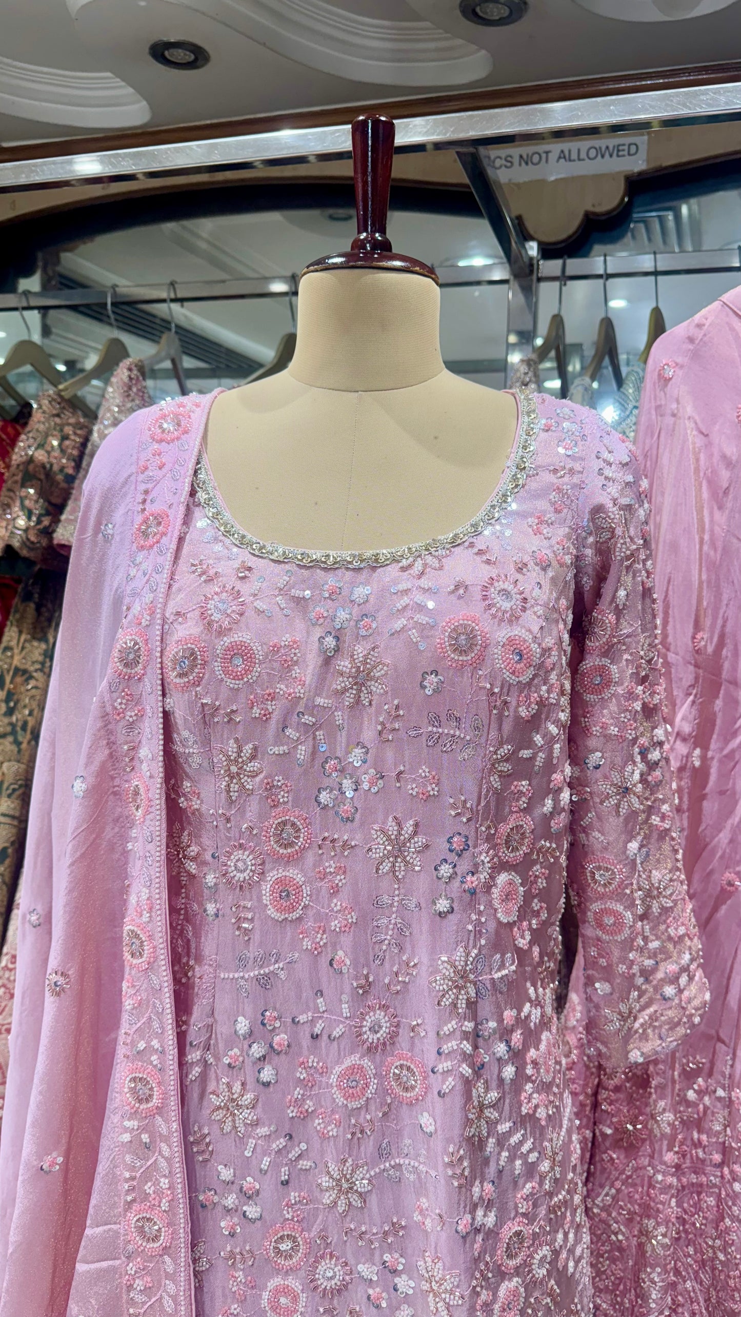 Luxury Zardozi Hand Embroidered Readymade Sharara Suit – Free Size (Up to 42” Bust)