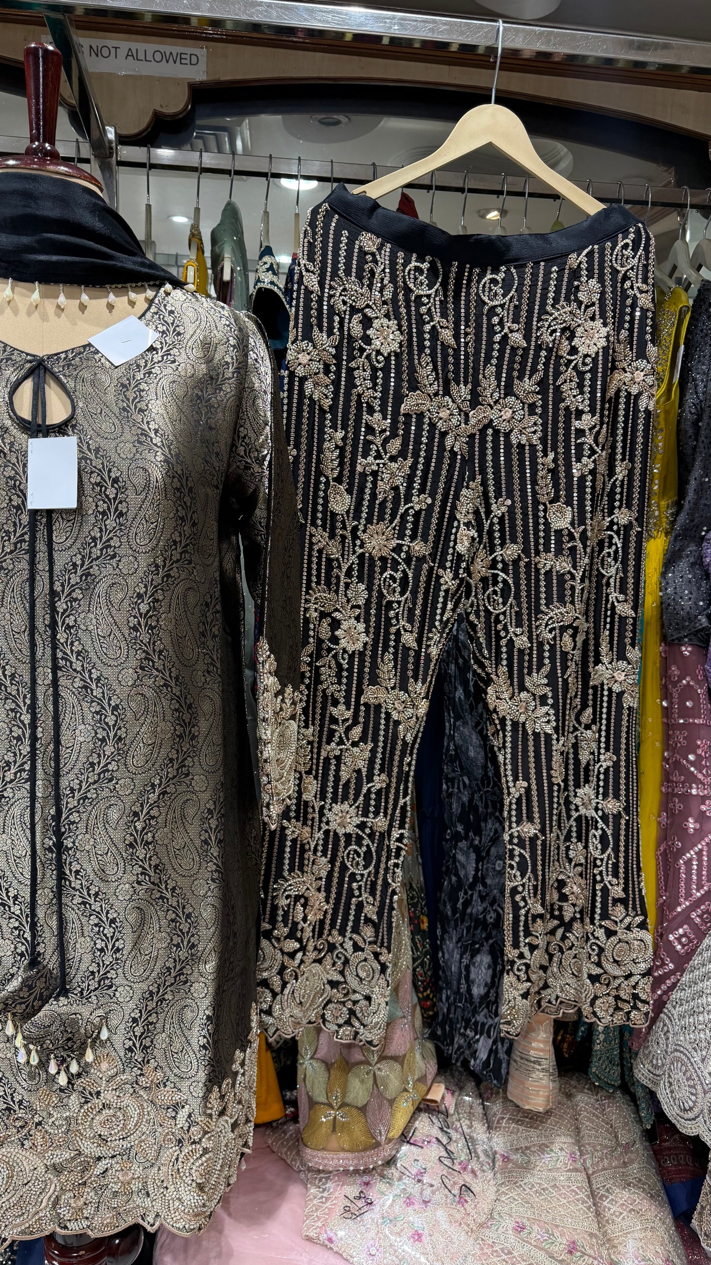 Pure Kheenkhaab Handwork pearls embroided pants suit