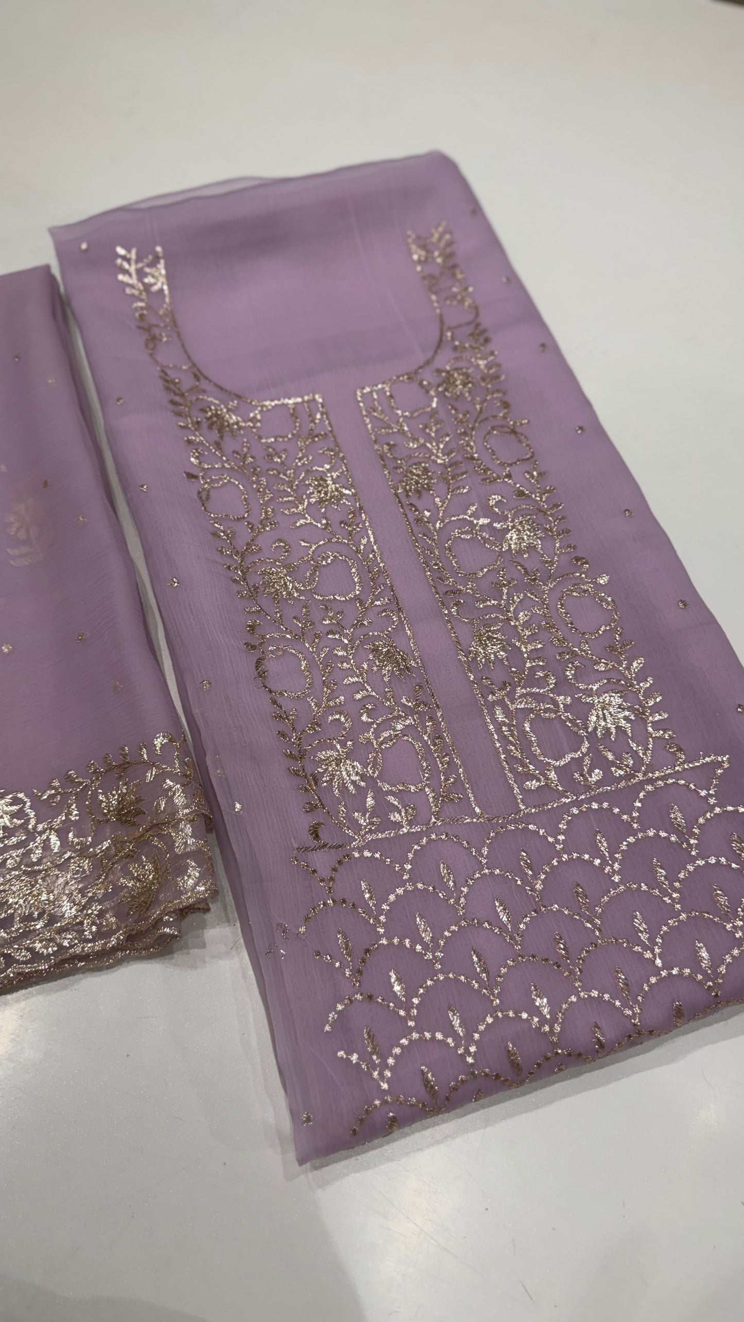 Luxury Unstitched Pure Crush Organza Suit with Hand Embroidered Peeta Work | Premium Designer Party Wear & Wedding Dress Material