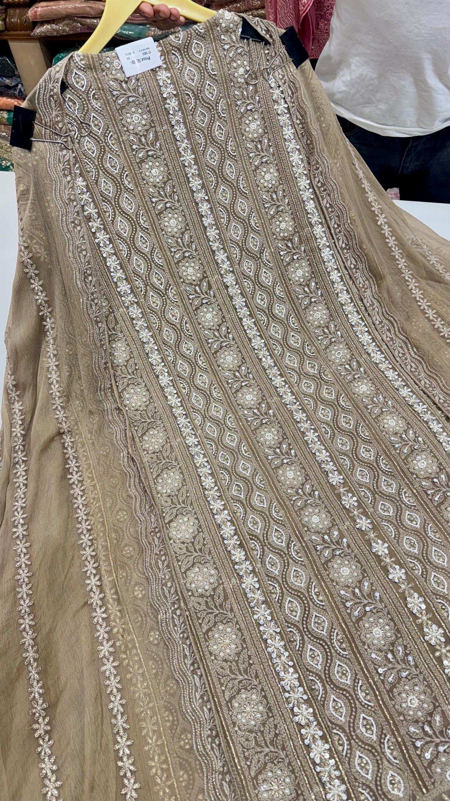 Lakhnavi georgett pearls work suit set