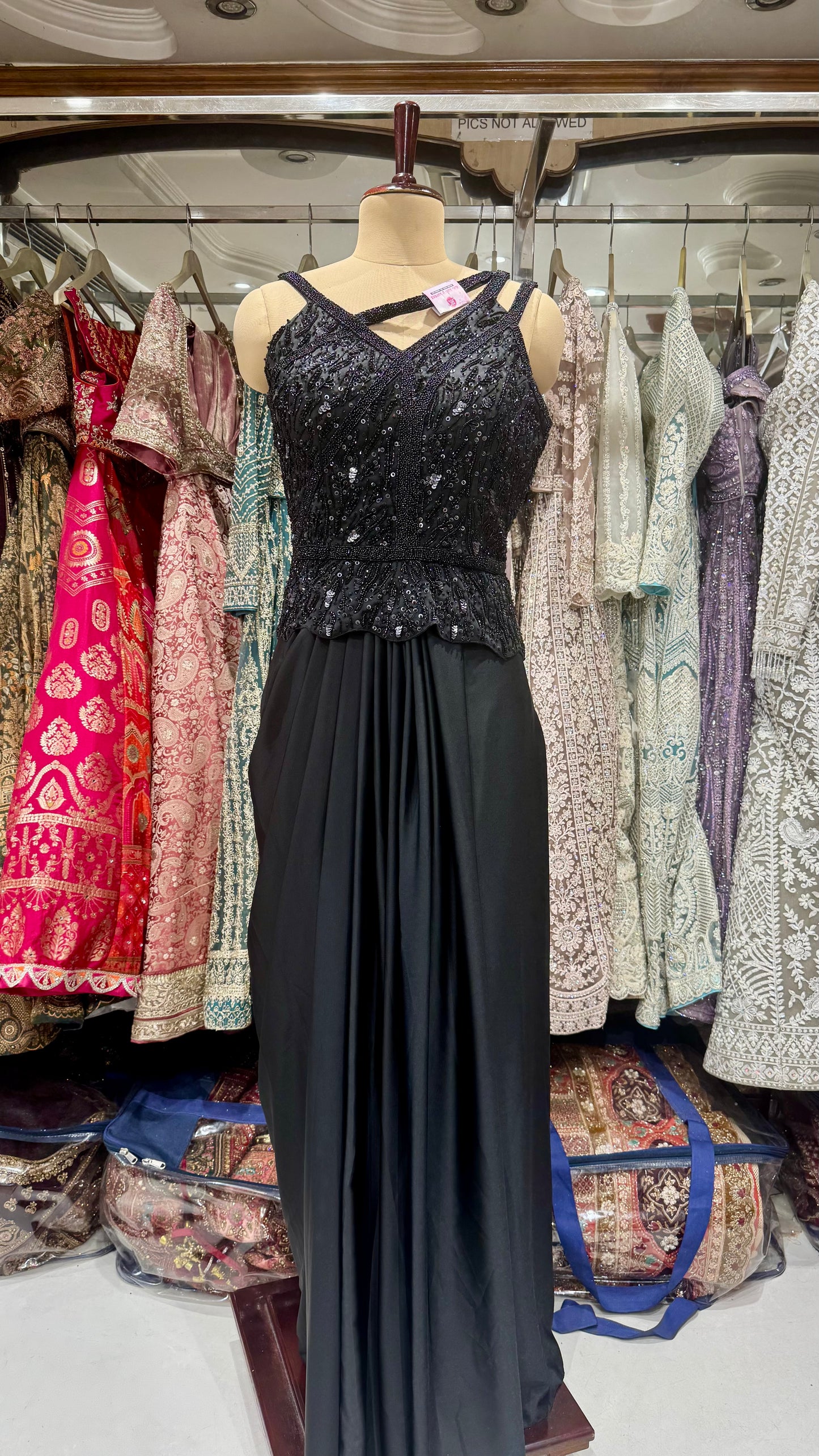 Hand Embroidered Indo-Western Peplum Dress – Readymade Free Size (Up to 40” Bust)