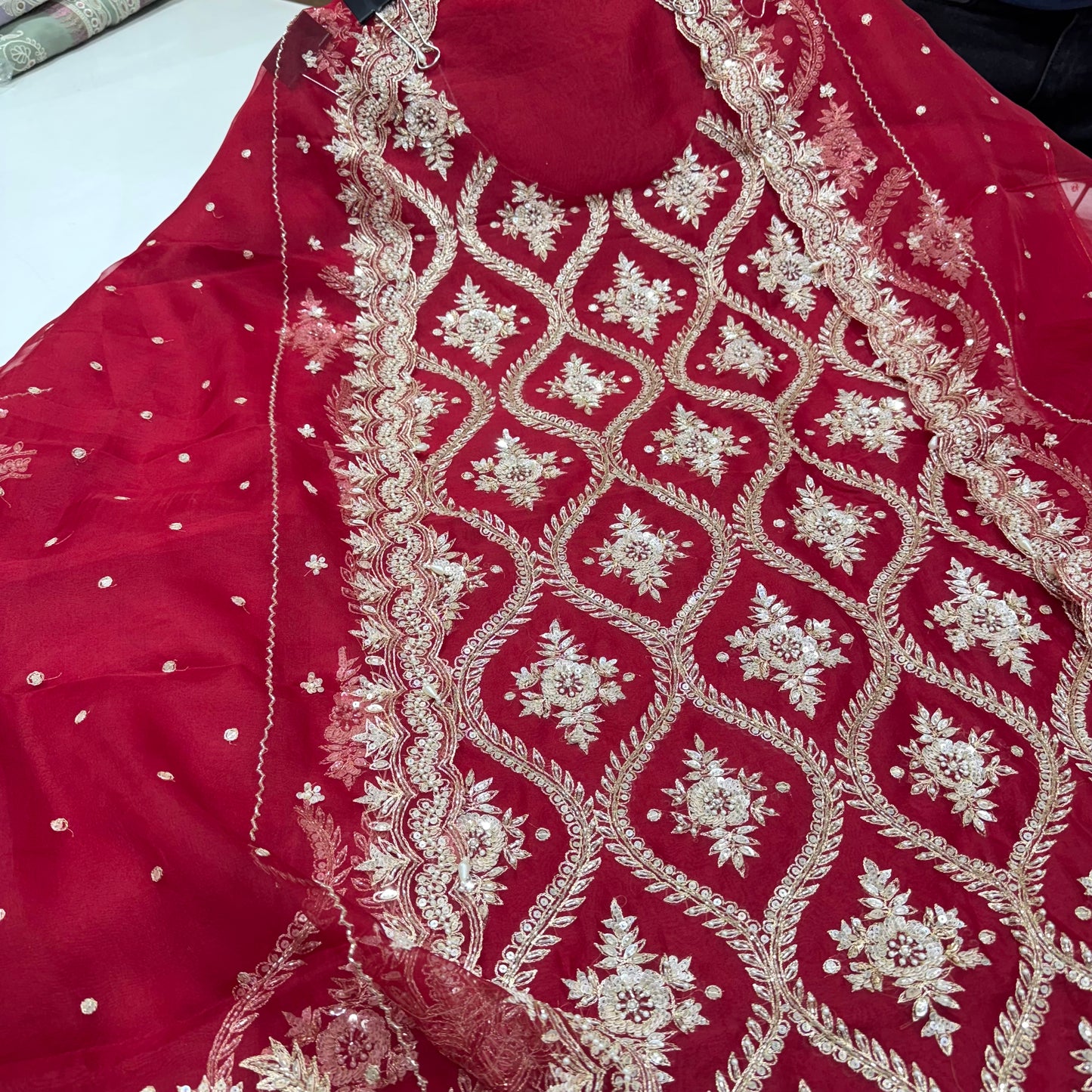 Pure Orgenza Front Zardozi handwork suit set
