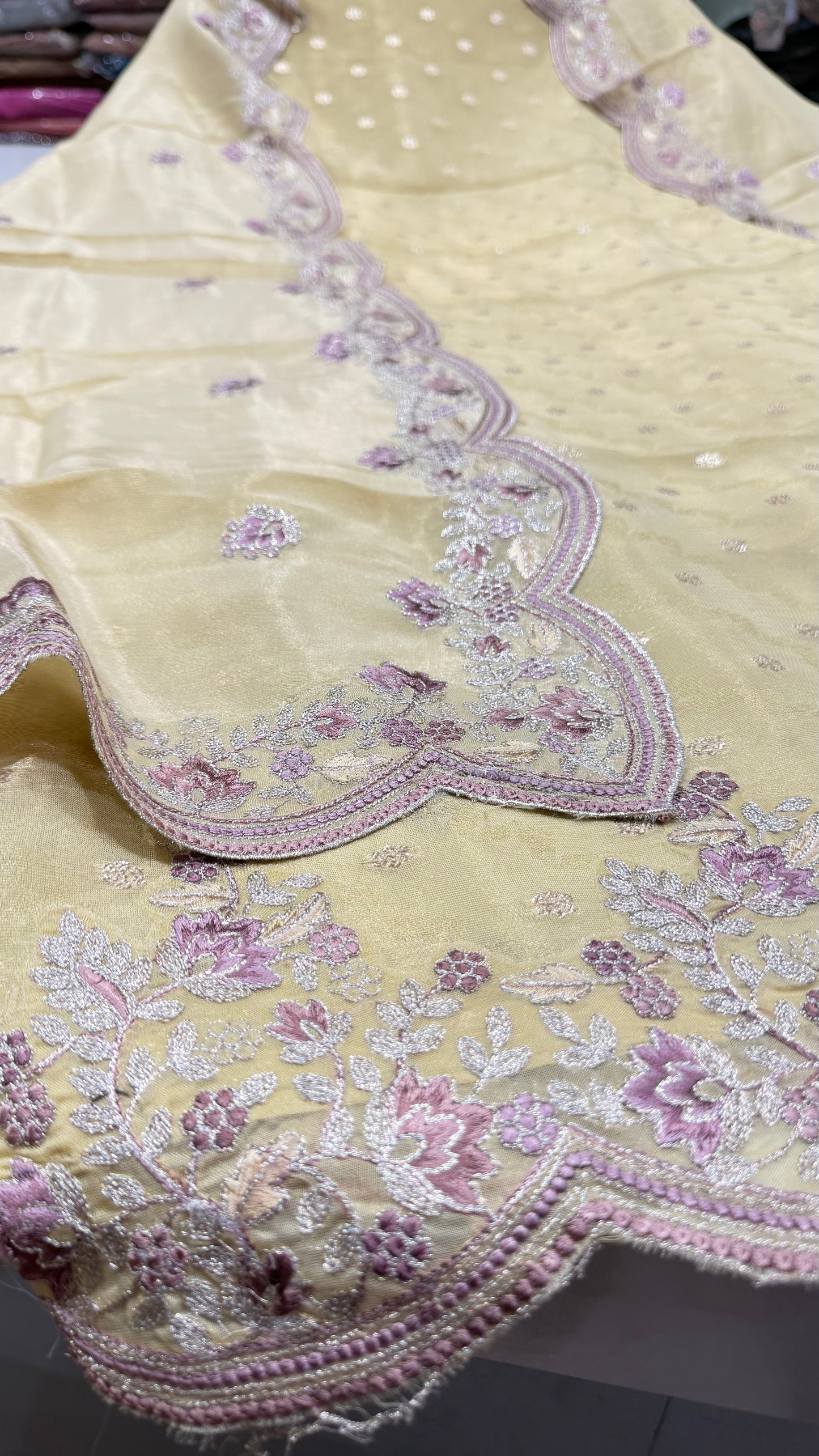 ✨ Pastel Grace Handloom Tissue Unstitched Suit Set