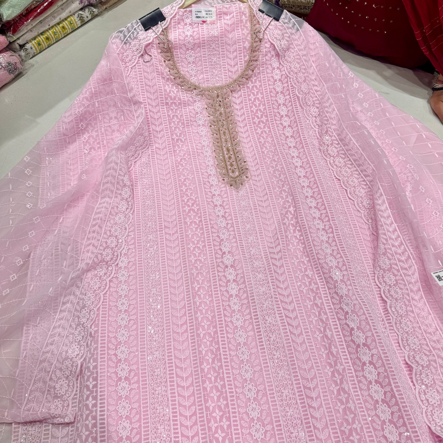 Unstitched Chikankari Georgette Suit – Pastel Collection with Soft Silk Bottom (2.5m) & Georgette Chikankari Dupatta