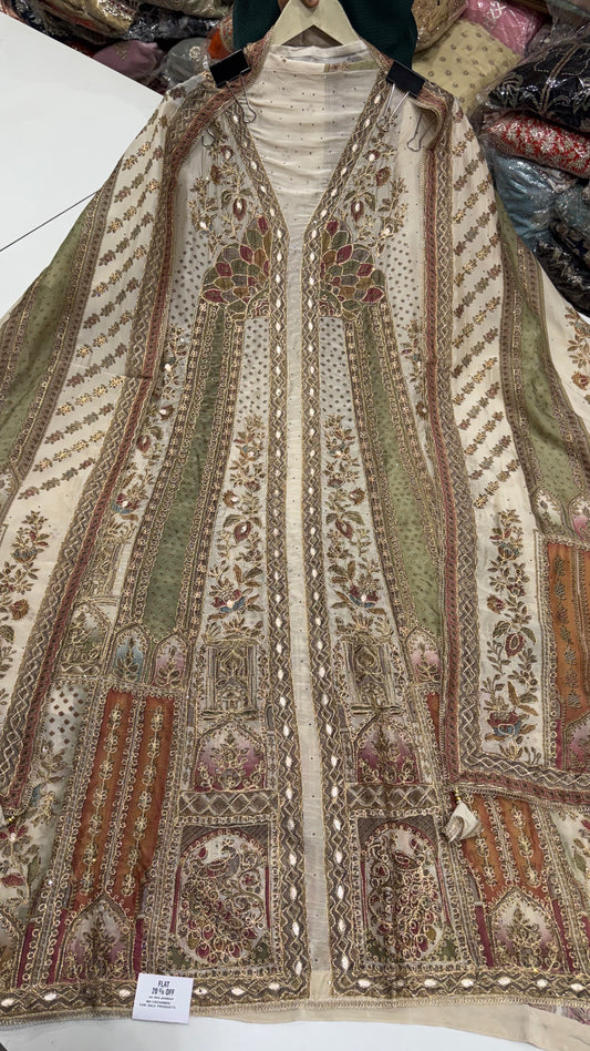 Ivory Orgenza silk sabyasachi inspired Suit