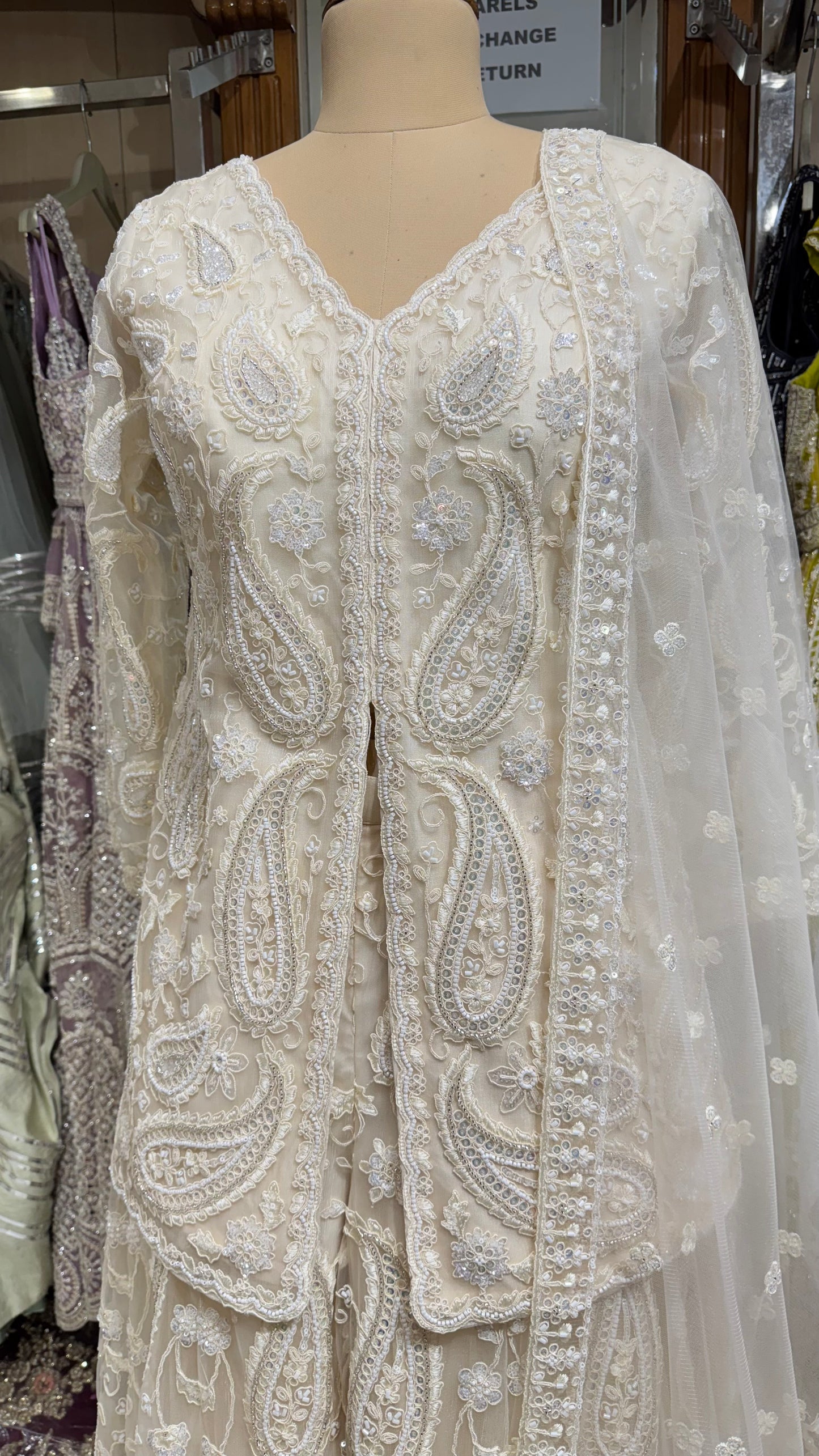 Indo-Western Readymade Pure Net Sharara Suit with Dupatta – Free Size (Up to 44” Bust)