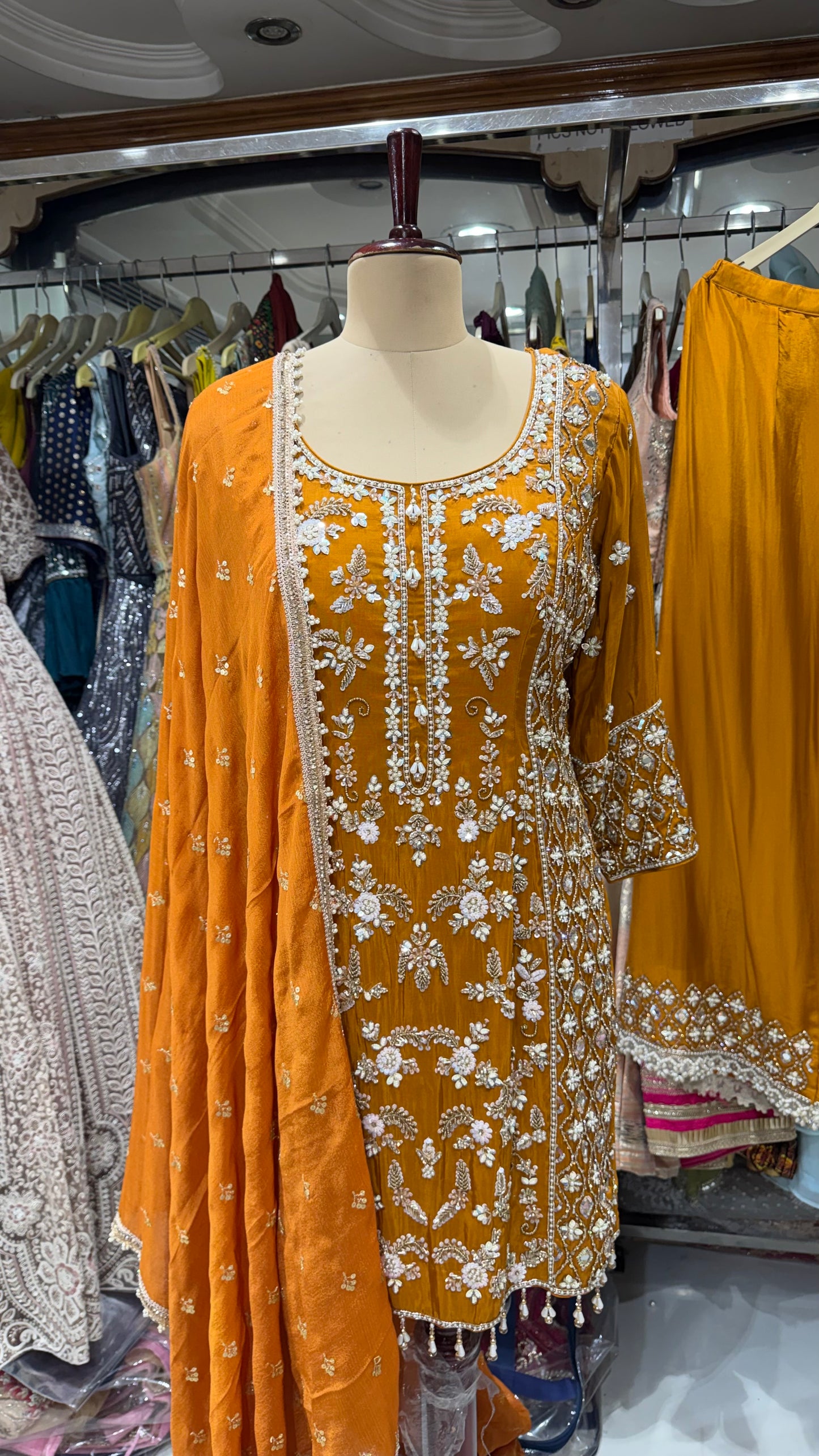 Readymade Pure Silk Zardozi Embroidered Pant Suit – Free Size (Up to 42” Bust)