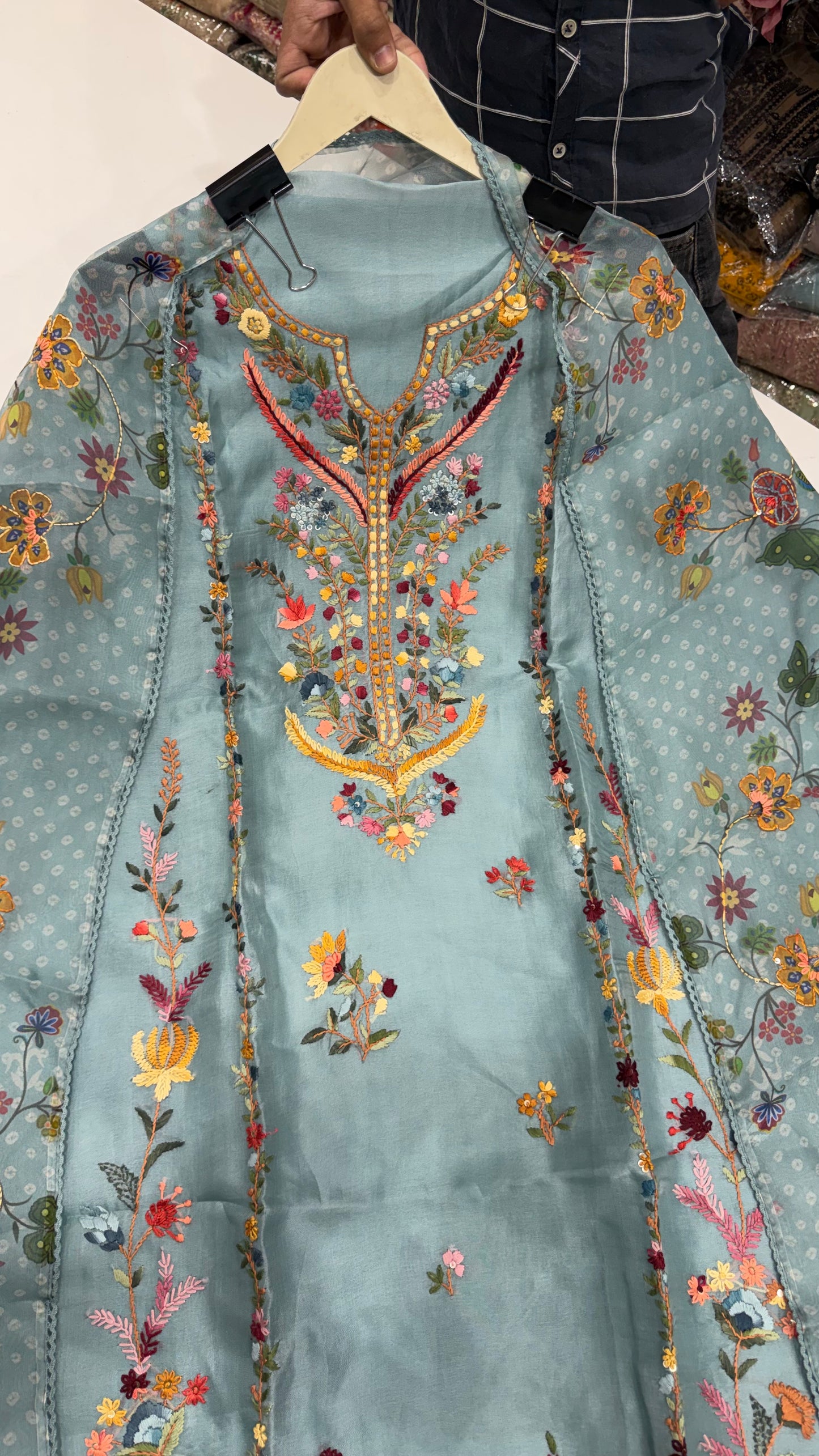 ✨ Gulnaar Luxury Organza Unstitched Suit Set