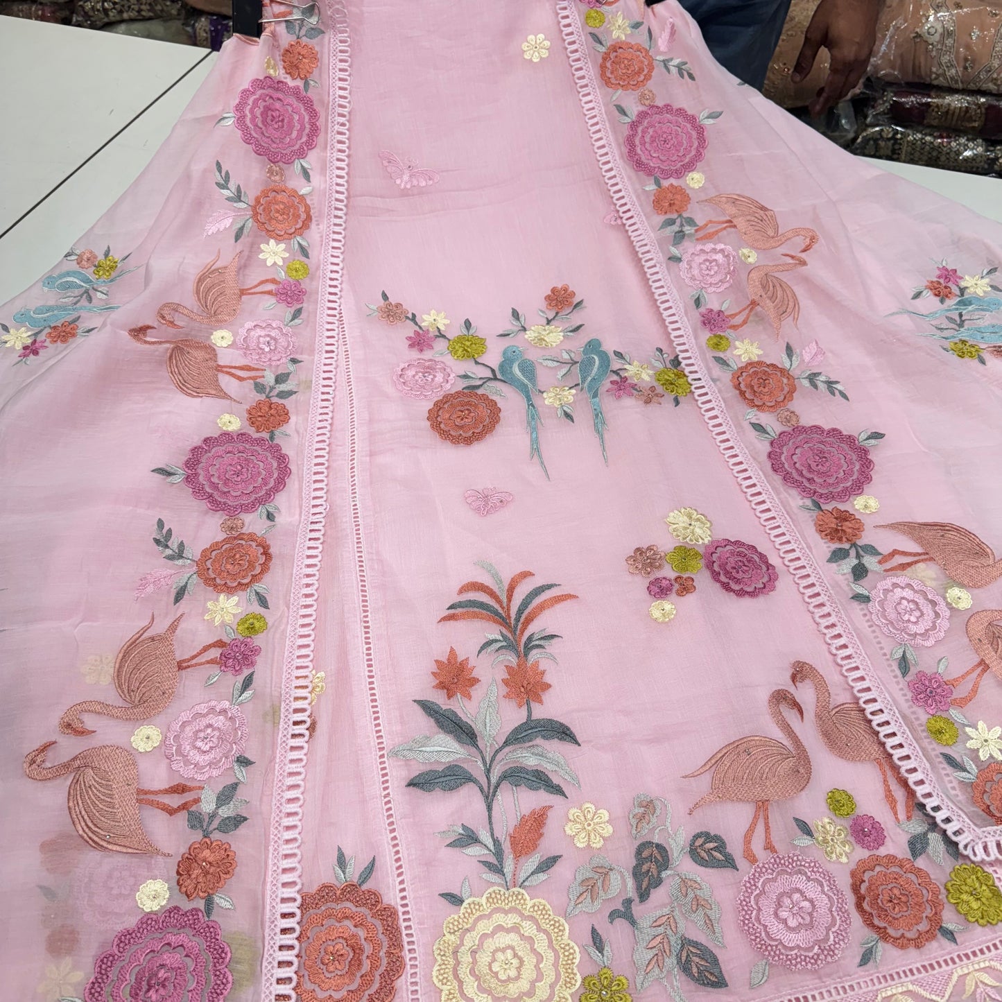 Trendy Kalamkari Embroidered Mulmul Cotton Suit with Embroidered Dupatta