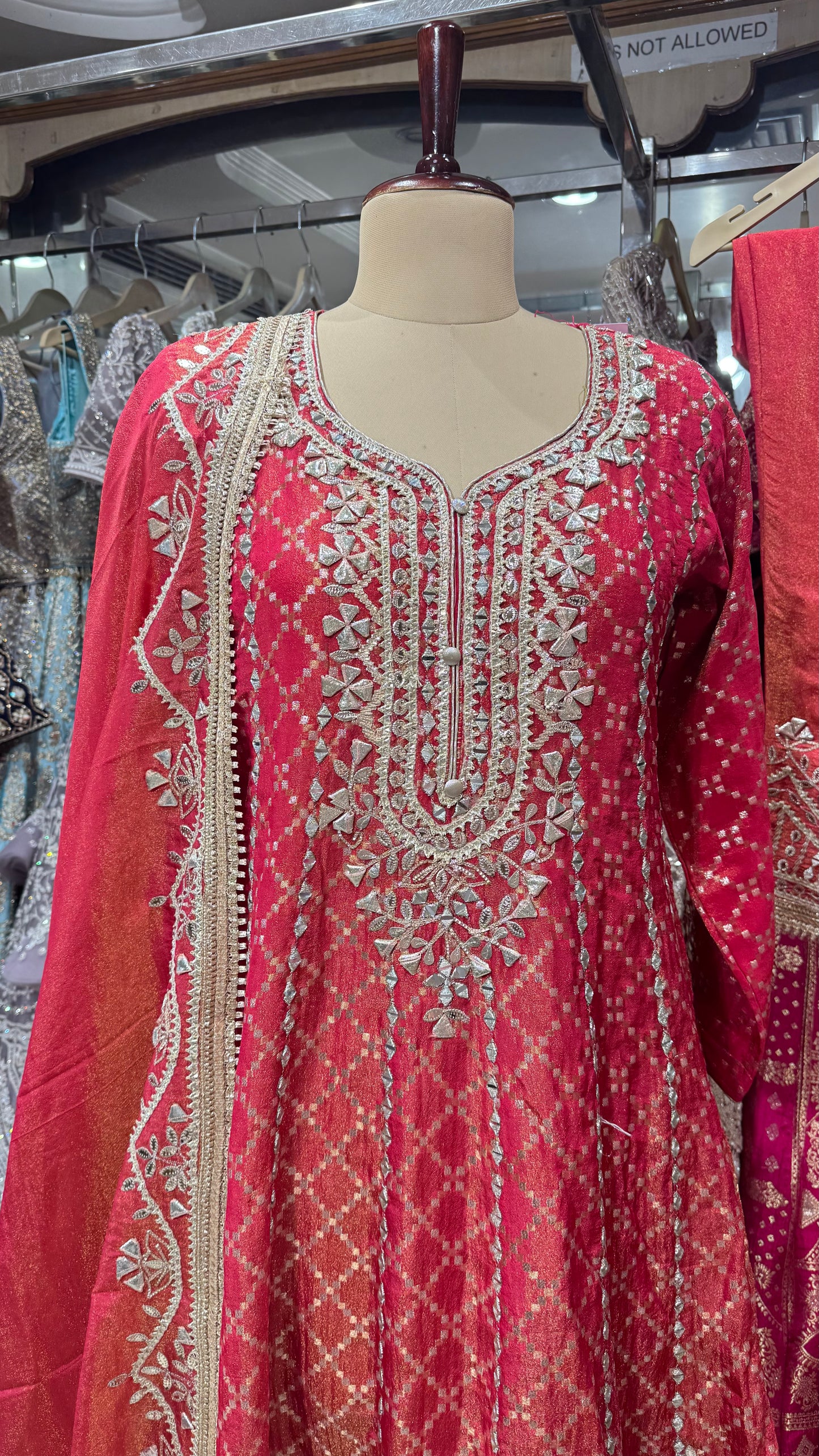 Banarsi tissue anarkali with pakistani salwar suit set