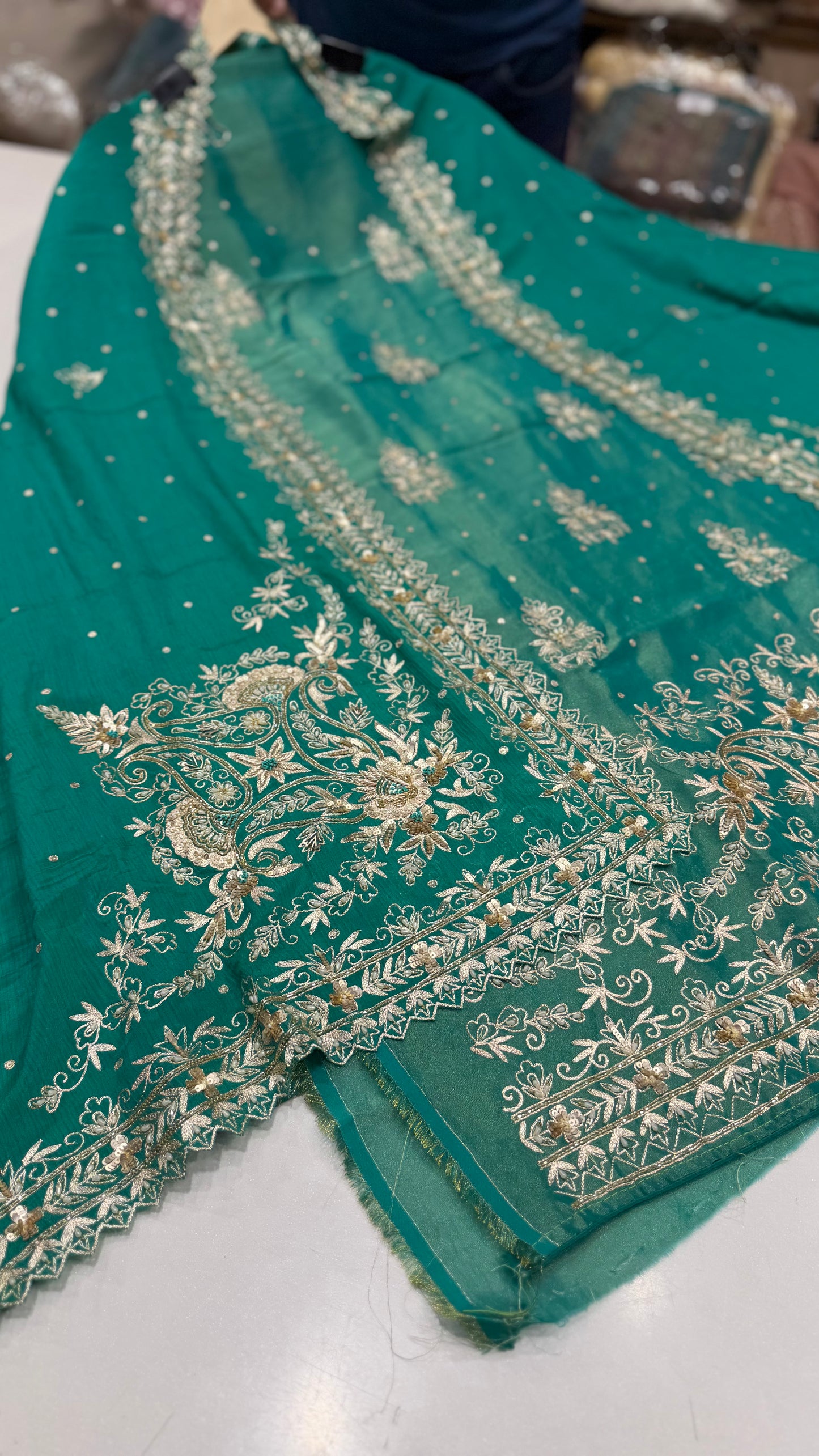 Shimmer handwork fourside border dupatta suit set