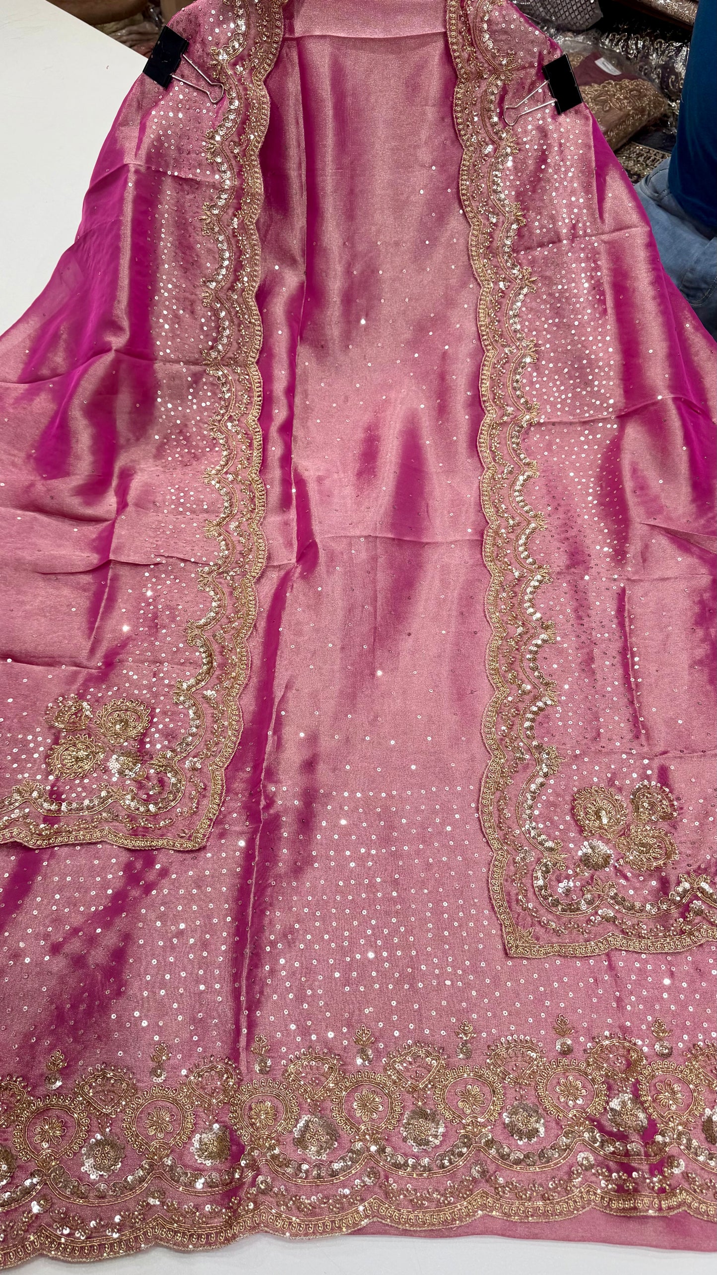 Luxury Unstitched Pure Tissue Hand Embroidered Suit with Heavy Dupatta | Premium Designer Wedding, Party & Festive Wear Dress Material
