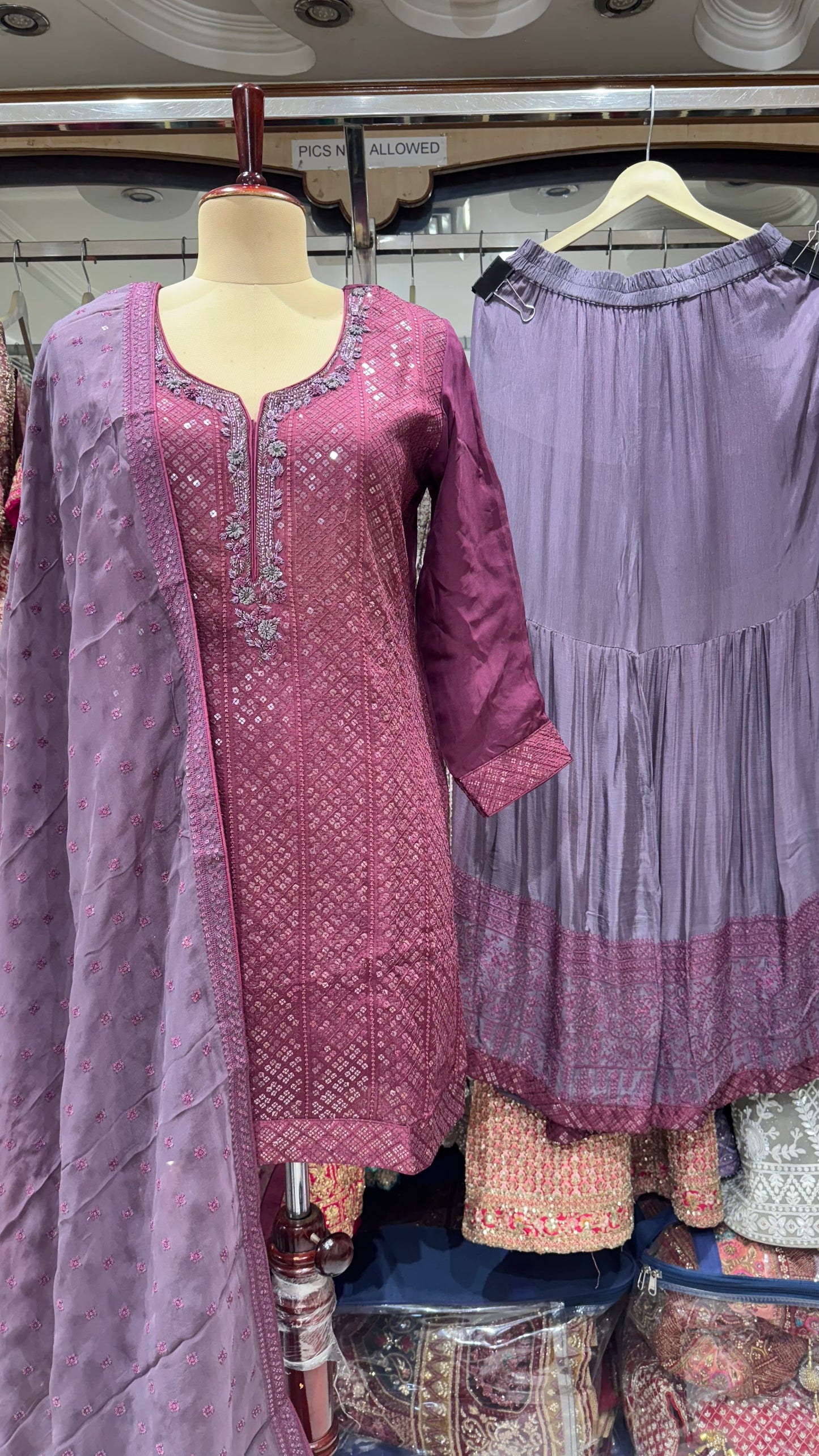 Luxury Pure Opada Silk Sequin Embroidered Readymade Lehenga Suit – Free Size (Up to 44” Bust)